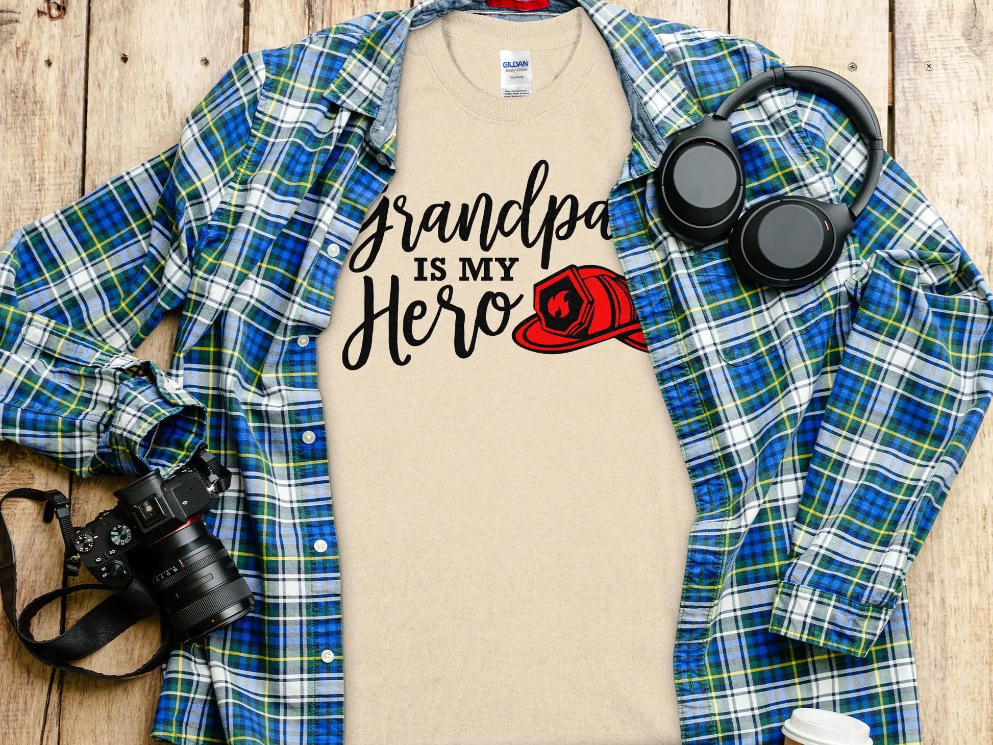 Grandpa is my Hero Fire Fighter Tee - Shirt. Support Your Firefighter - Creations Unlimited