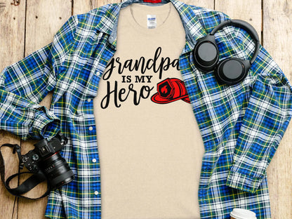 Grandpa is my Hero Fire Fighter Tee - Shirt. Support Your Firefighter - Creations Unlimited