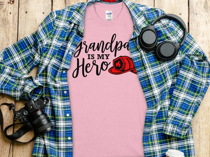 Grandpa is my Hero Fire Fighter Tee - Shirt. Support Your Firefighter - Creations Unlimited
