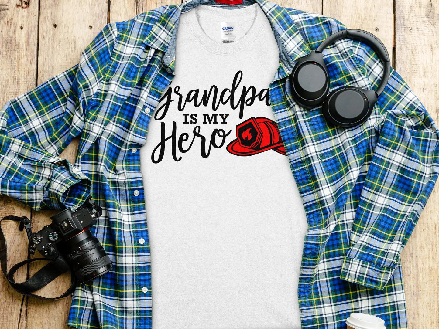 Grandpa is my Hero Fire Fighter Tee - Shirt. Support Your Firefighter - Creations Unlimited