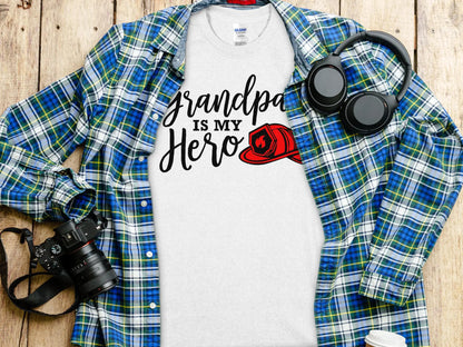 Grandpa is my Hero Fire Fighter Tee - Shirt. Support Your Firefighter - Creations Unlimited