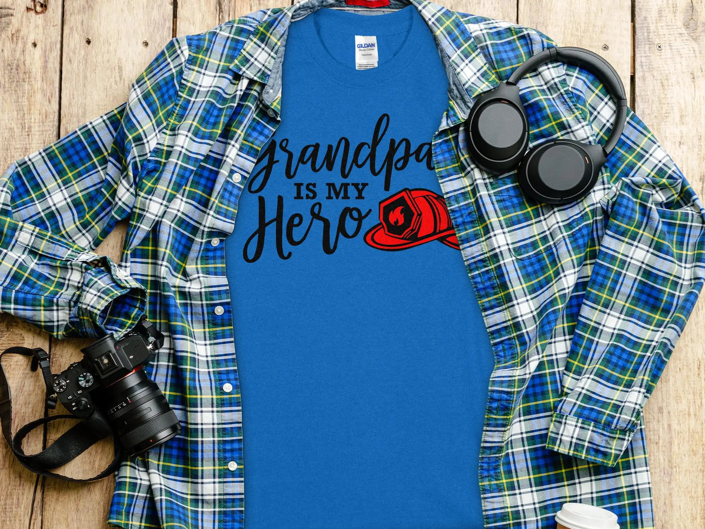 Grandpa is my Hero Fire Fighter Tee - Shirt. Support Your Firefighter - Creations Unlimited