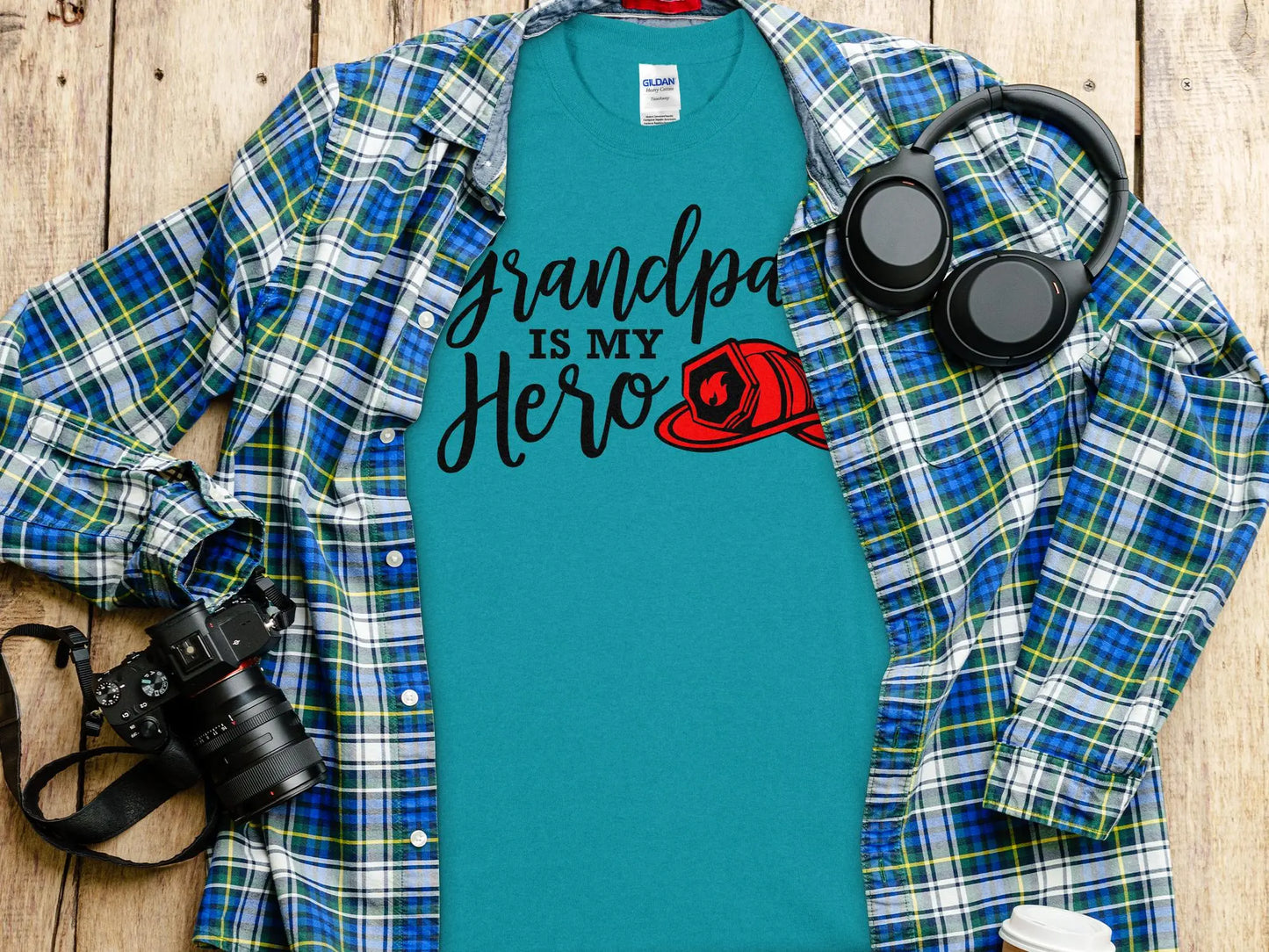 Grandpa is my Hero Fire Fighter Tee - Shirt. Support Your Firefighter - Creations Unlimited