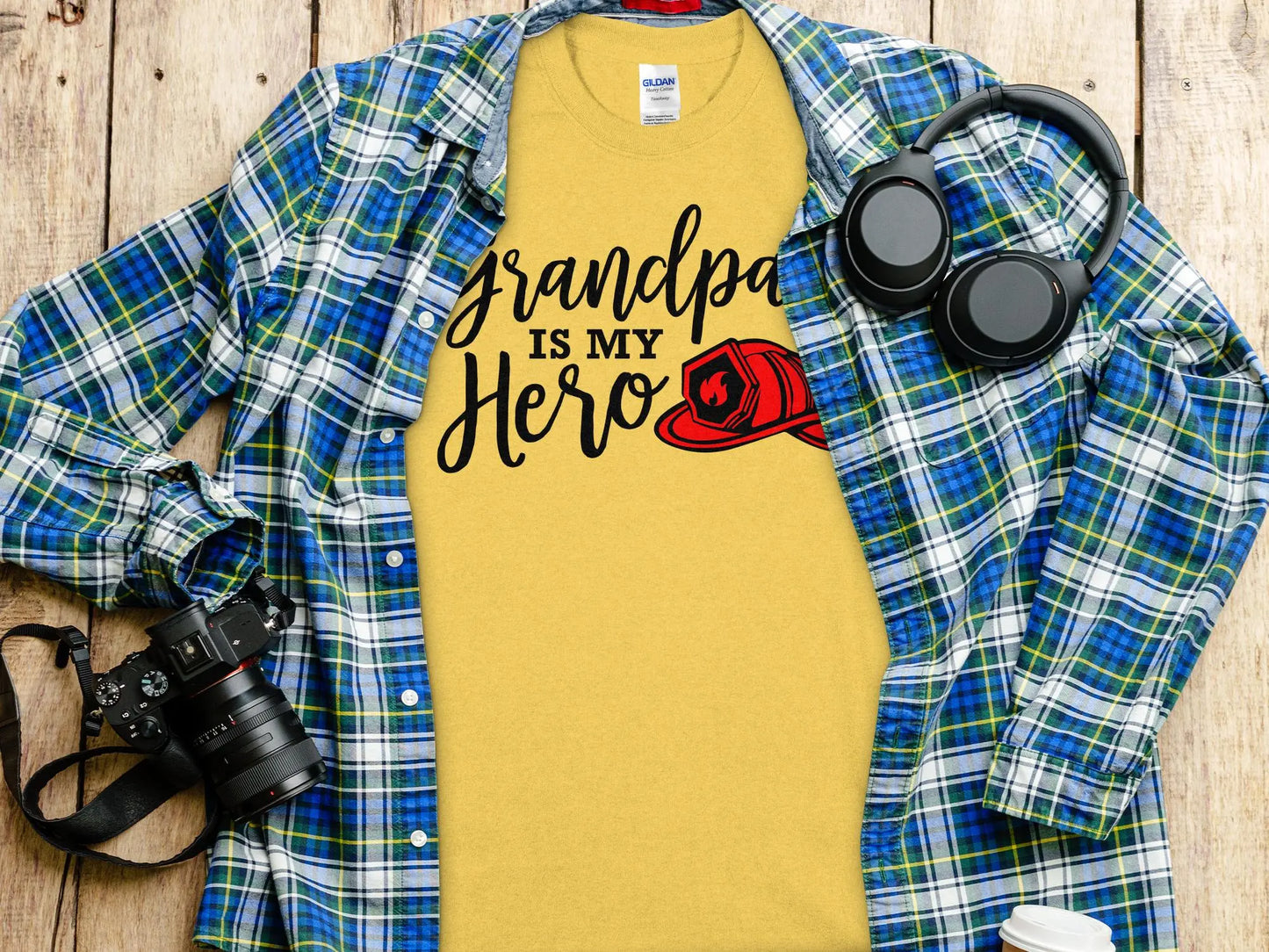 Grandpa is my Hero Fire Fighter Tee - Shirt. Support Your Firefighter - Creations Unlimited