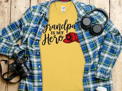 Grandpa is my Hero Fire Fighter Tee - Shirt. Support Your Firefighter - Creations Unlimited