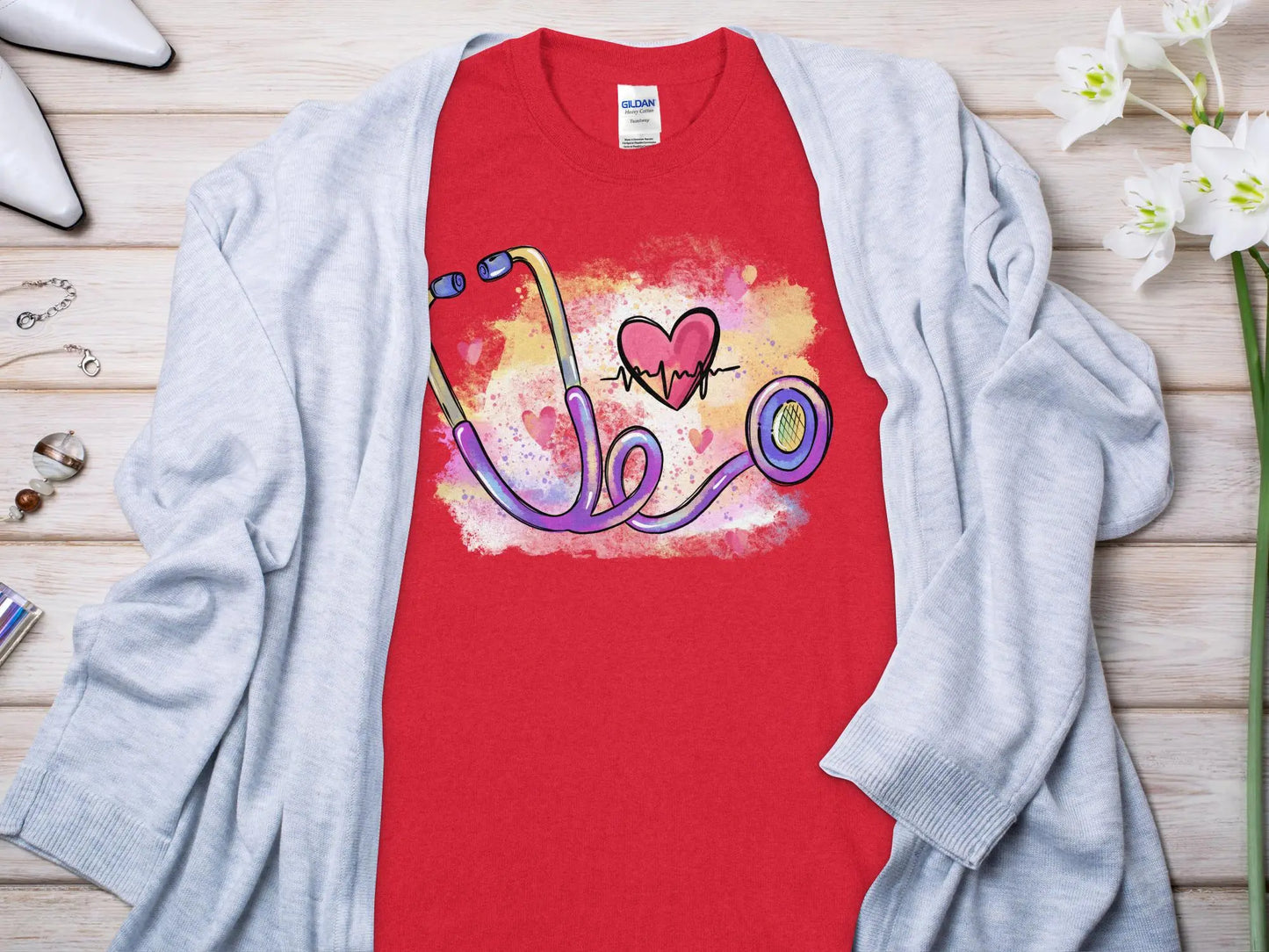 Heart Beat Nurse,Future Nurse Gift Idea, Nursing School Student Grad, RN LPN, Nurse Life, Funny Nurse Quality Gilden Tee - Creations Unlimited
