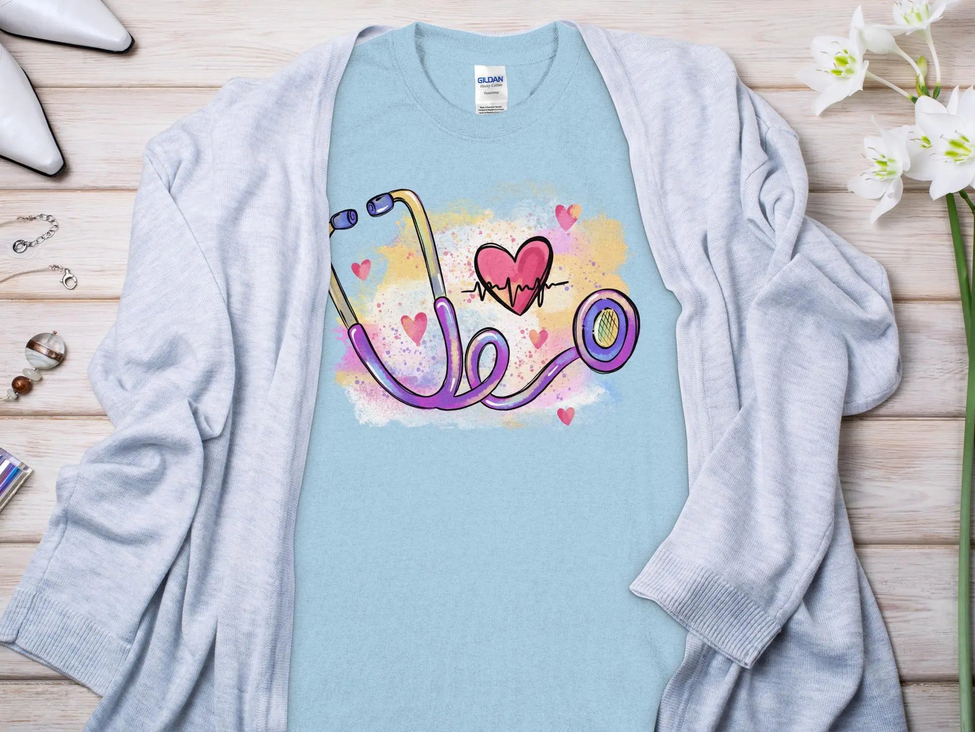 Heart Beat Nurse,Future Nurse Gift Idea, Nursing School Student Grad, RN LPN, Nurse Life, Funny Nurse Quality Gilden Tee - Creations Unlimited