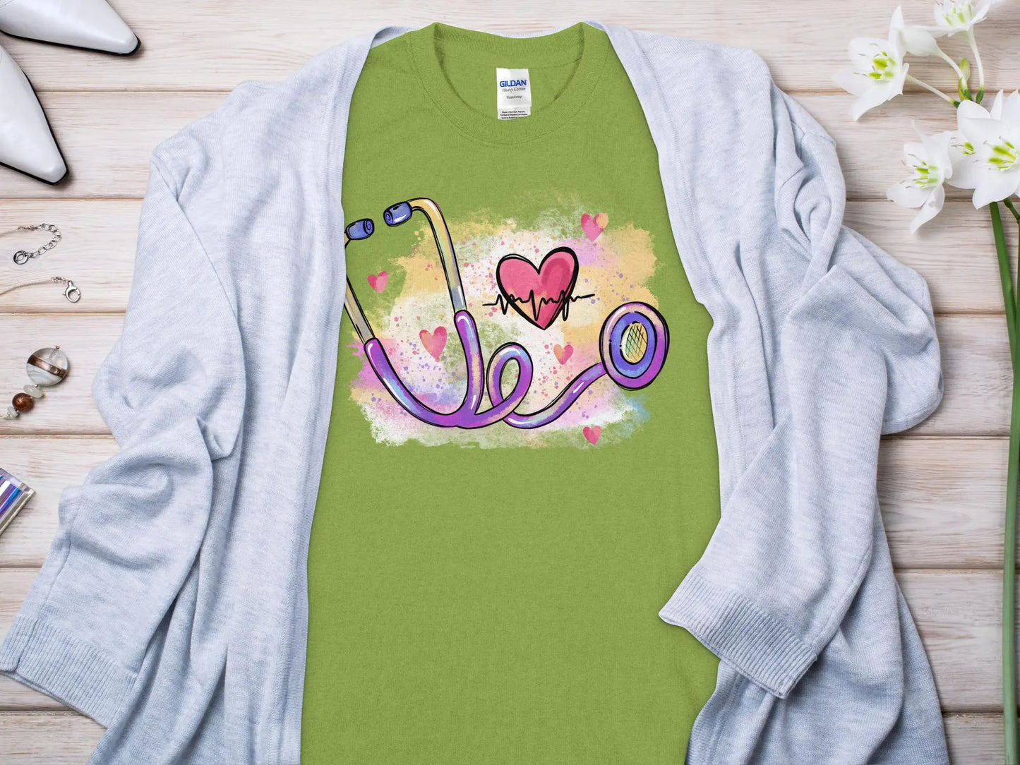Heart Beat Nurse,Future Nurse Gift Idea, Nursing School Student Grad, RN LPN, Nurse Life, Funny Nurse Quality Gilden Tee - Creations Unlimited