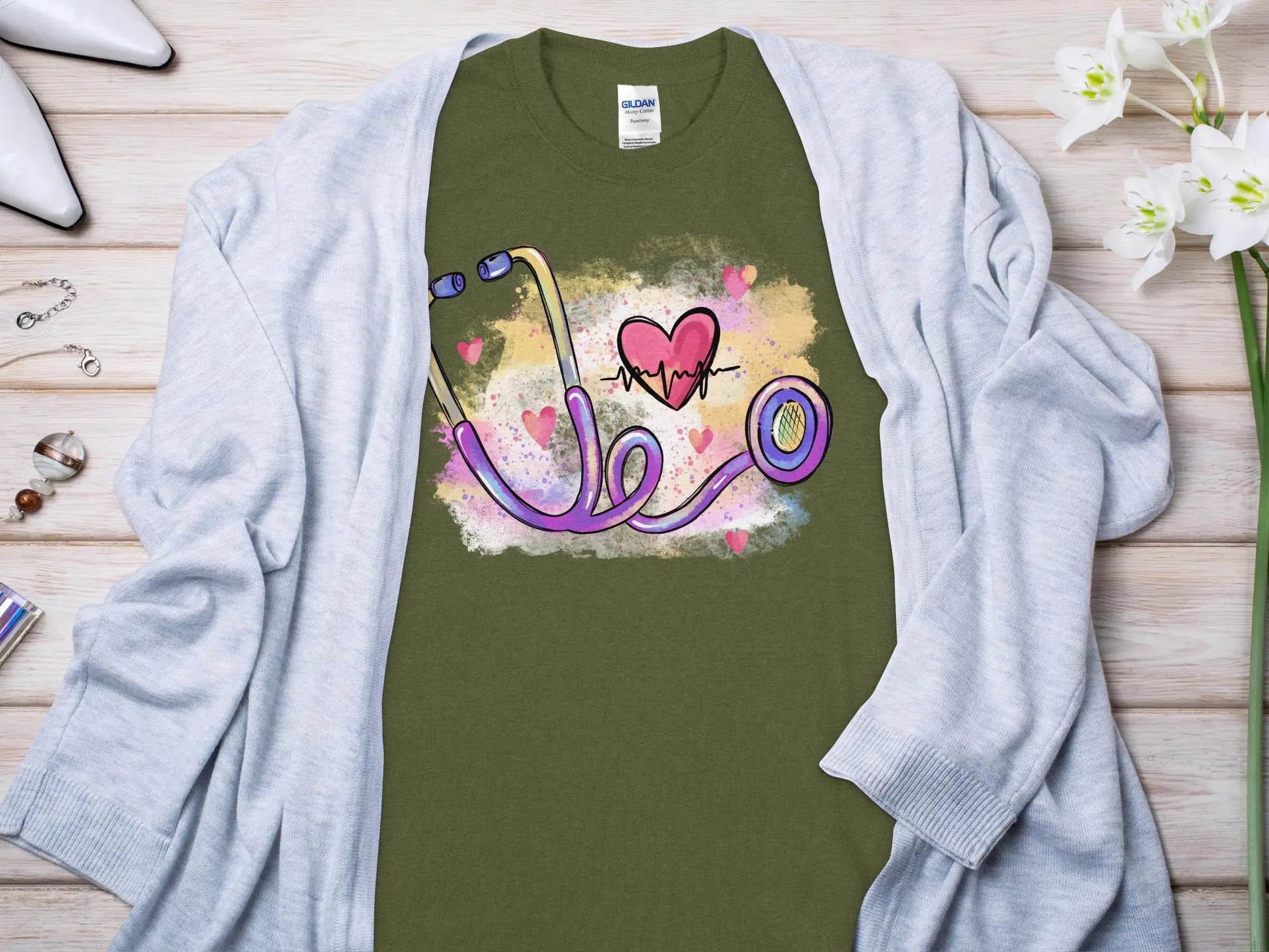 Heart Beat Nurse,Future Nurse Gift Idea, Nursing School Student Grad, RN LPN, Nurse Life, Funny Nurse Quality Gilden Tee - Creations Unlimited