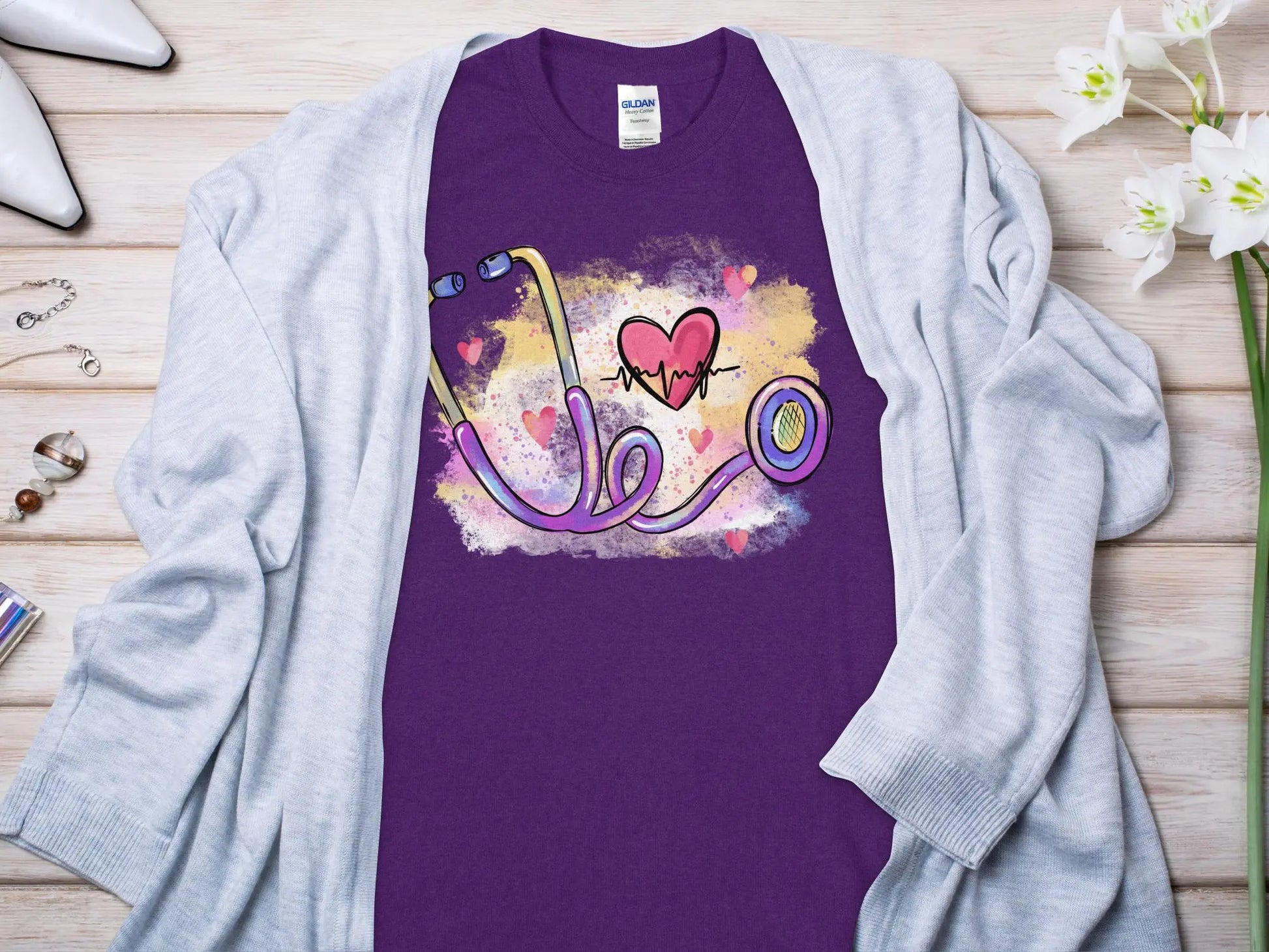 Heart Beat Nurse,Future Nurse Gift Idea, Nursing School Student Grad, RN LPN, Nurse Life, Funny Nurse Quality Gilden Tee - Creations Unlimited