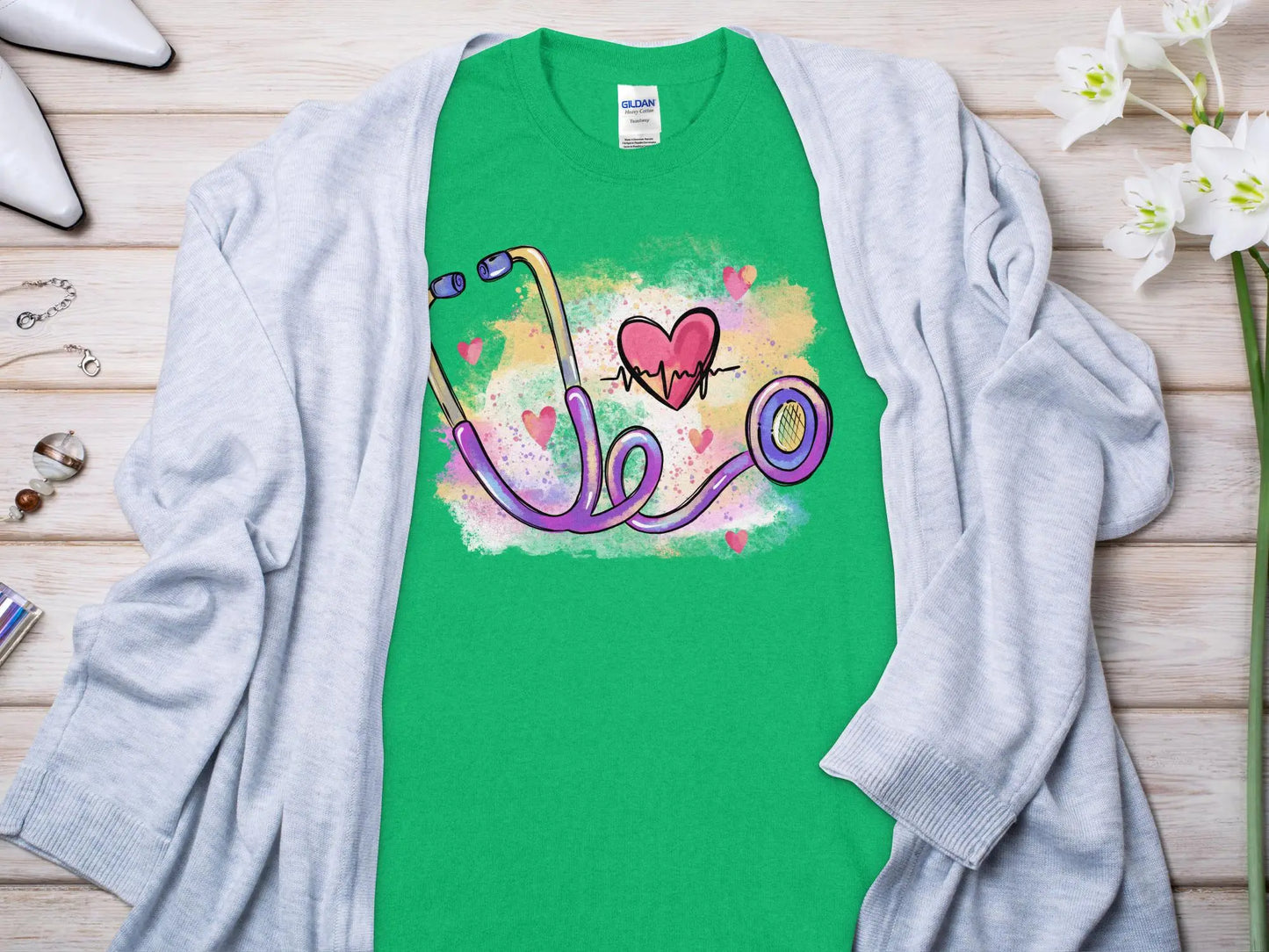 Heart Beat Nurse,Future Nurse Gift Idea, Nursing School Student Grad, RN LPN, Nurse Life, Funny Nurse Quality Gilden Tee - Creations Unlimited