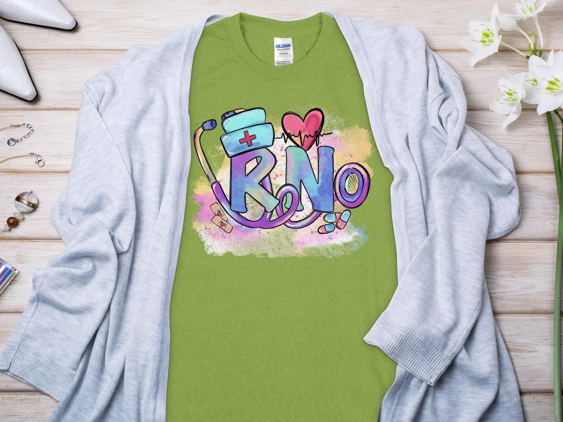 Heart Nurse, New Future Nurse Gift Idea, Nursing School Student Grad, RN LPN, Nurse Life, Funny Nurse Quality Gilden Tee. Support Your Nurses. - Creations Unlimited