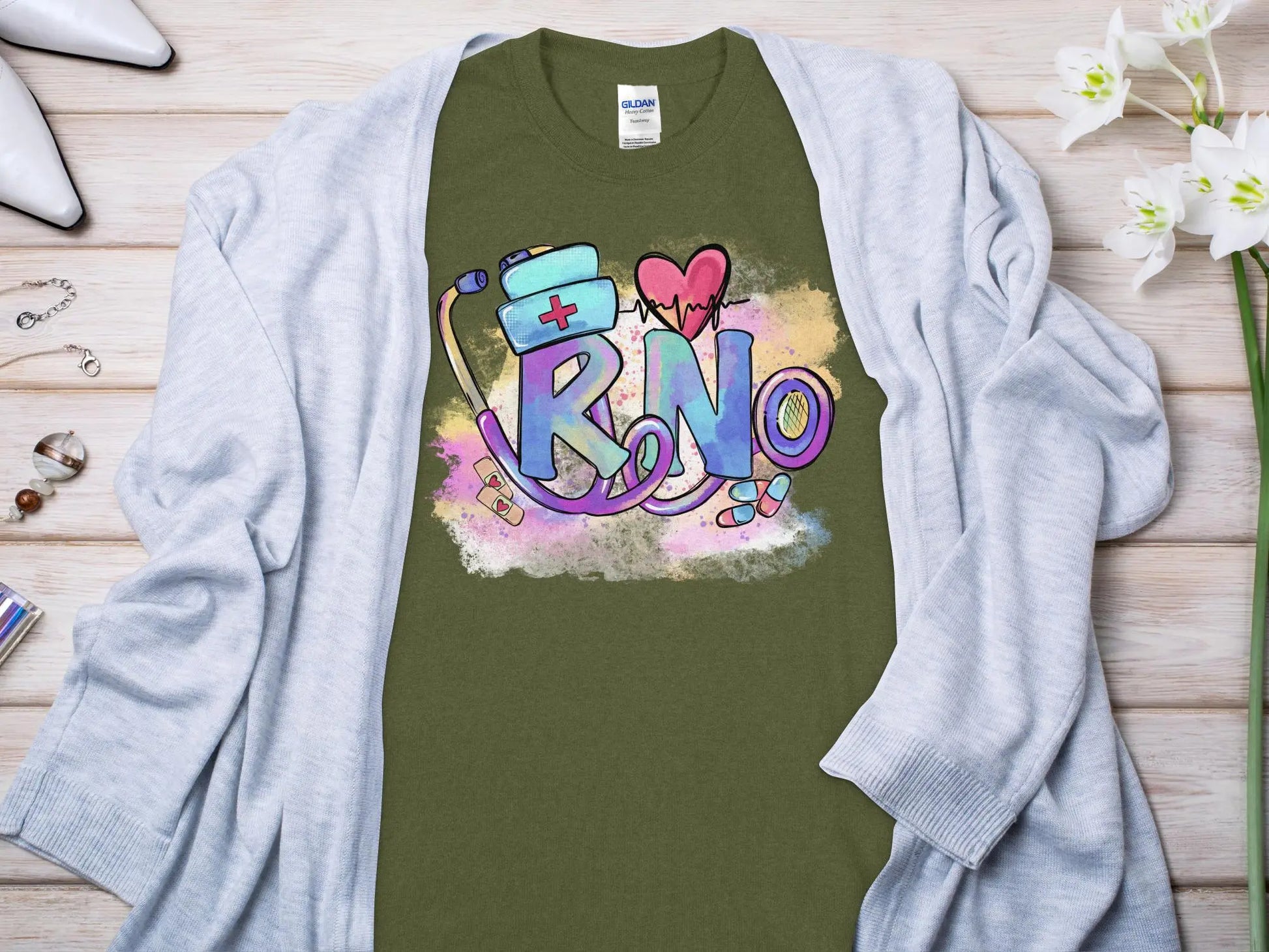 Heart Nurse, New Future Nurse Gift Idea, Nursing School Student Grad, RN LPN, Nurse Life, Funny Nurse Quality Gilden Tee. Support Your Nurses. - Creations Unlimited