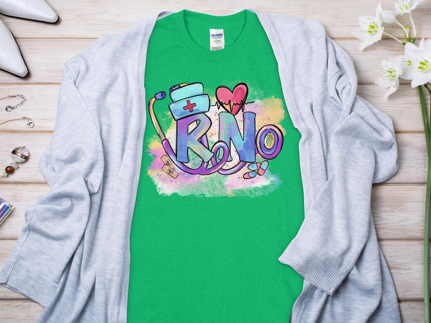 Heart Nurse, New Future Nurse Gift Idea, Nursing School Student Grad, RN LPN, Nurse Life, Funny Nurse Quality Gilden Tee. Support Your Nurses. - Creations Unlimited