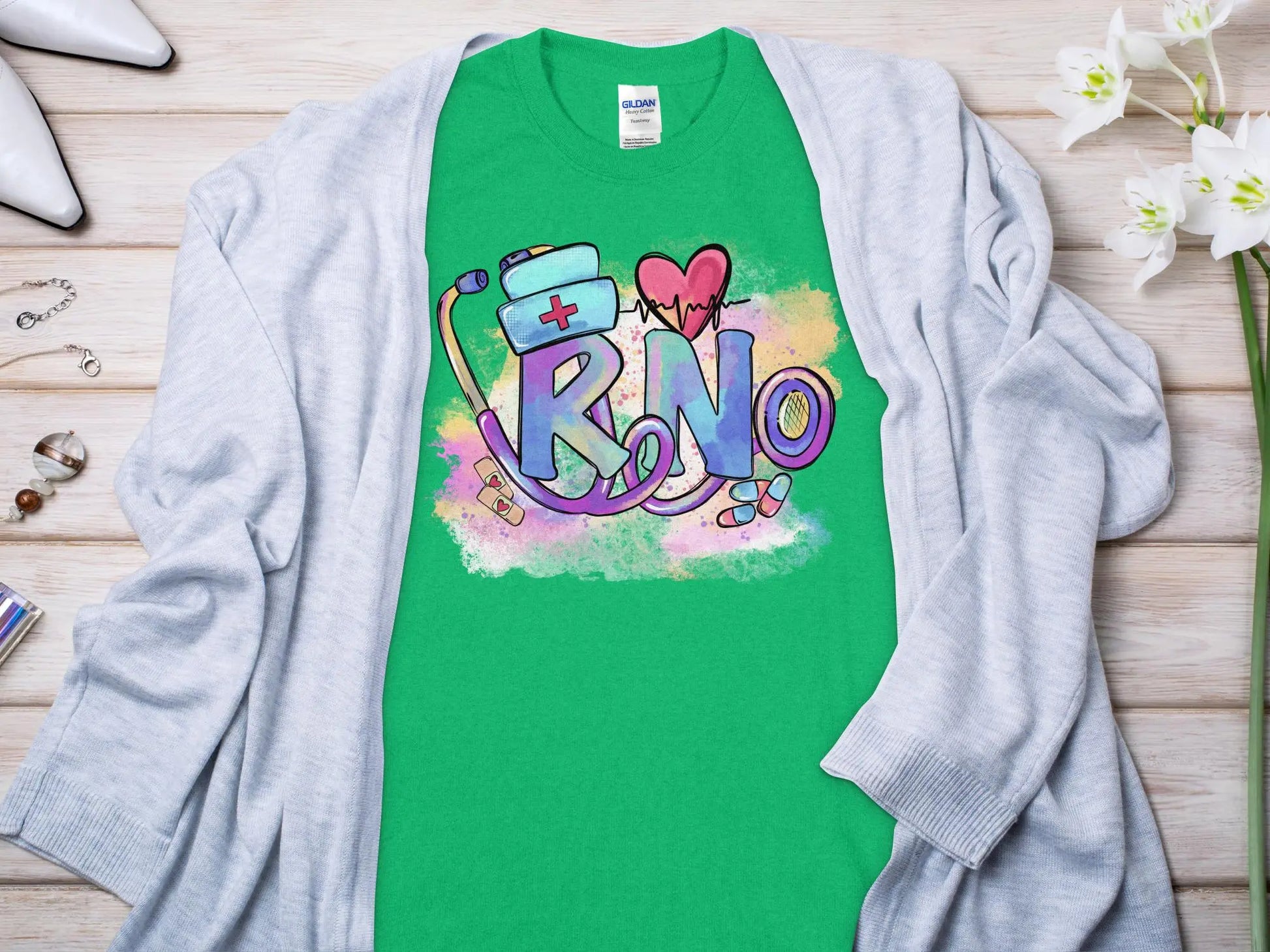 Heart Nurse, New Future Nurse Gift Idea, Nursing School Student Grad, RN LPN, Nurse Life, Funny Nurse Quality Gilden Tee. Support Your Nurses. - Creations Unlimited