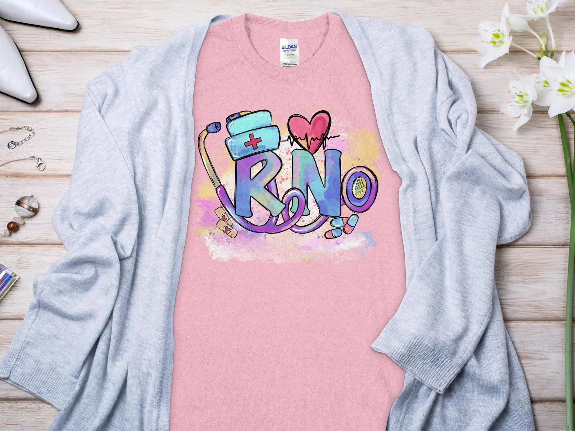 Heart Nurse, New Future Nurse Gift Idea, Nursing School Student Grad, RN LPN, Nurse Life, Funny Nurse Quality Gilden Tee. Support Your Nurses. - Creations Unlimited