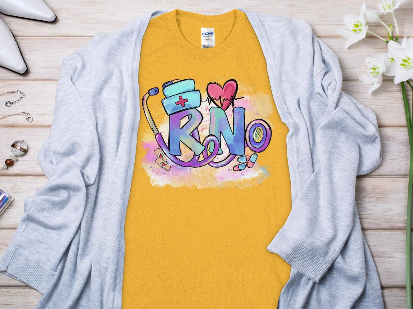 Heart Nurse, New Future Nurse Gift Idea, Nursing School Student Grad, RN LPN, Nurse Life, Funny Nurse Quality Gilden Tee. Support Your Nurses. - Creations Unlimited