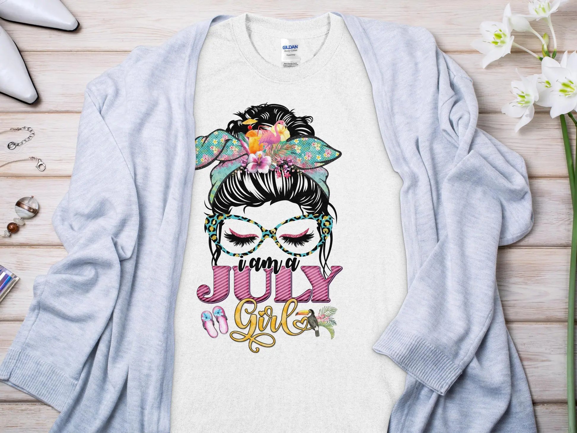 I Am a July Girl Birthday T- Makes a Great Gift Quality T- All Sizes and Colors Quality Gilden Tee - Creations Unlimited
