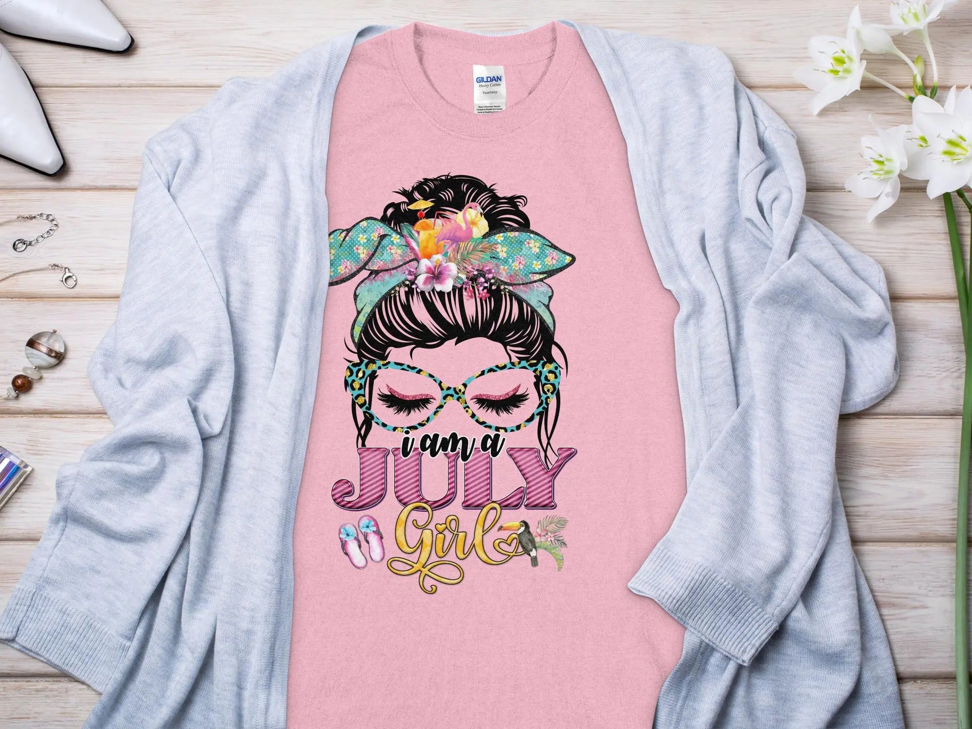 I Am a July Girl Birthday T- Makes a Great Gift Quality T- All Sizes and Colors Quality Gilden Tee - Creations Unlimited