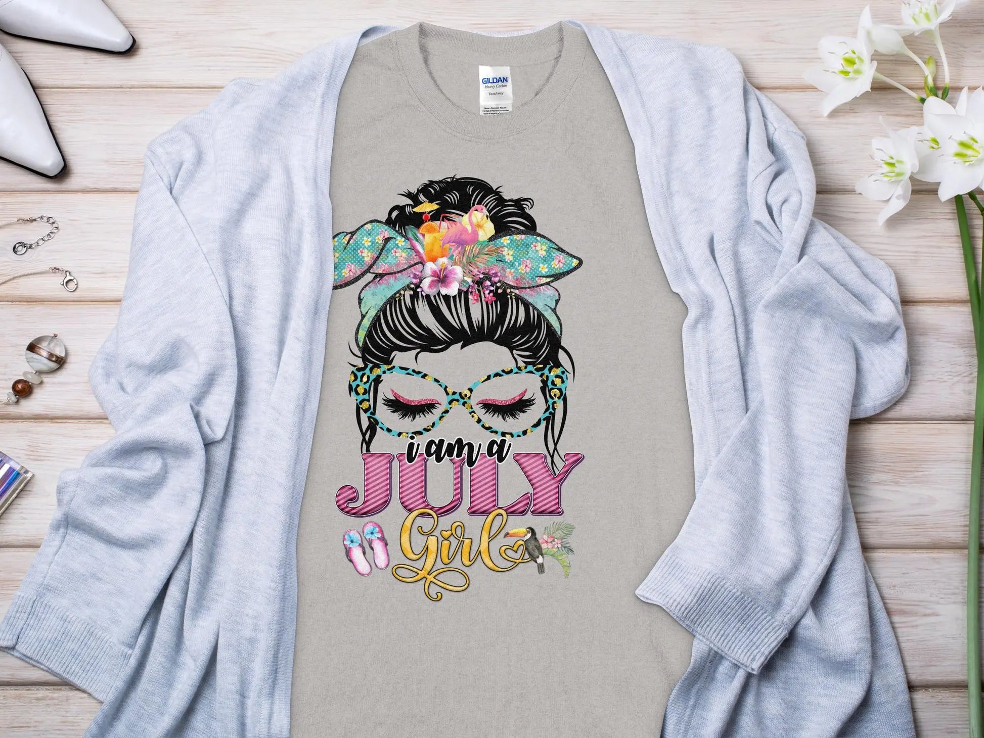 I Am a July Girl Birthday T- Makes a Great Gift Quality T- All Sizes and Colors Quality Gilden Tee - Creations Unlimited