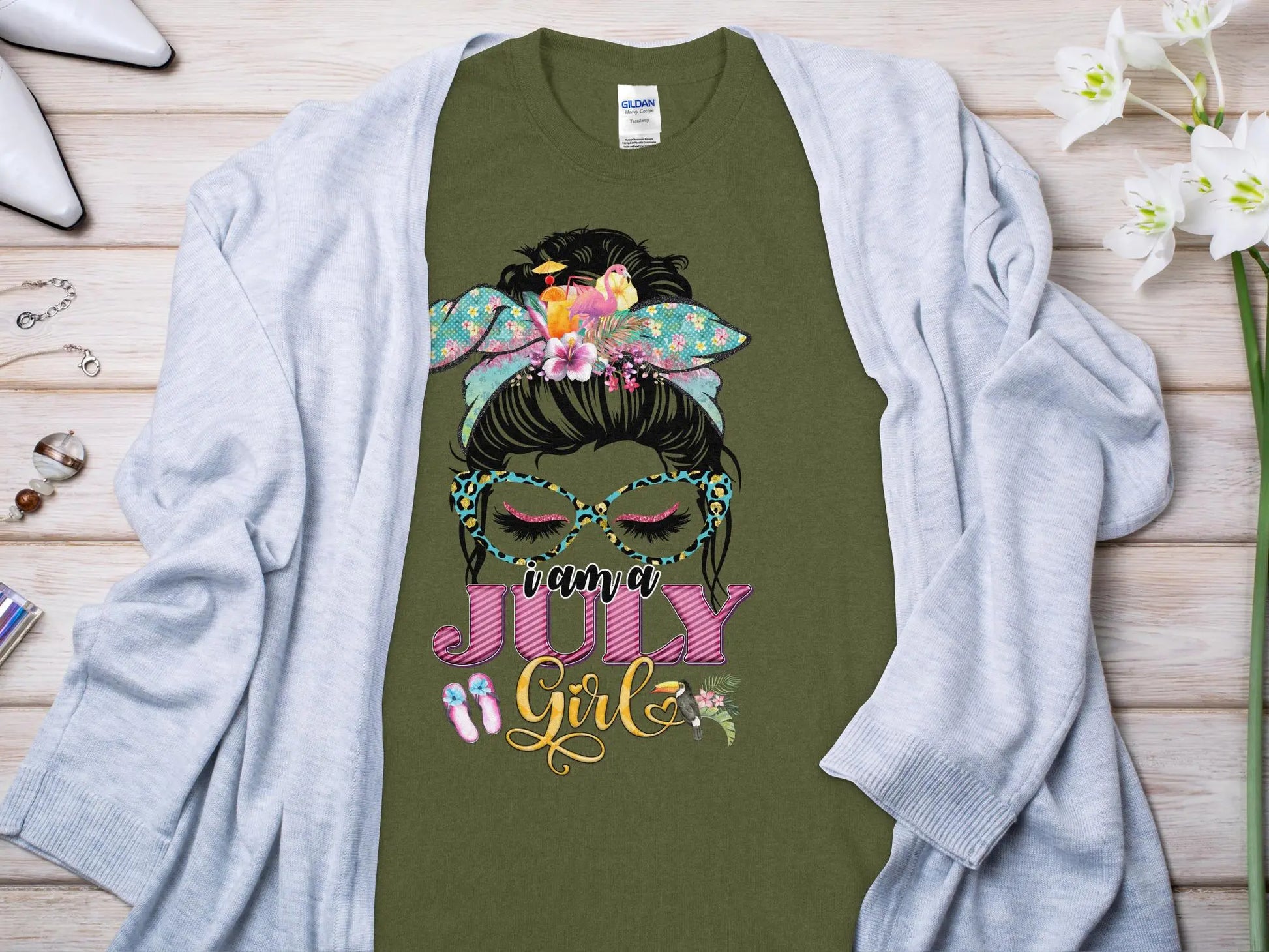 I Am a July Girl Birthday T- Makes a Great Gift Quality T- All Sizes and Colors Quality Gilden Tee - Creations Unlimited