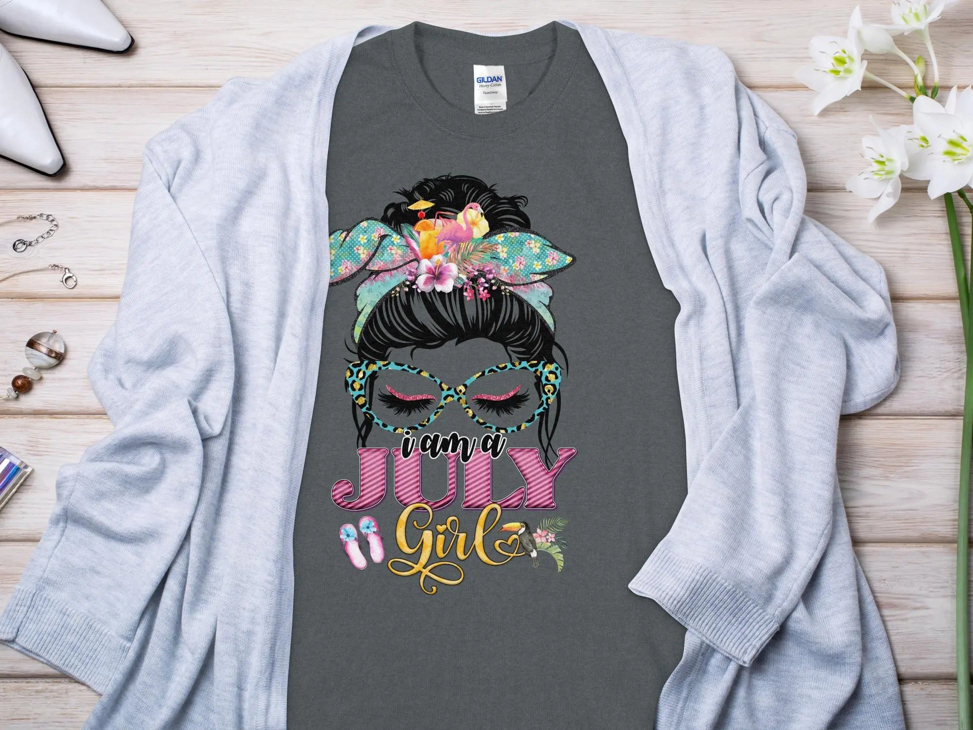 I Am a July Girl Birthday T- Makes a Great Gift Quality T- All Sizes and Colors Quality Gilden Tee - Creations Unlimited