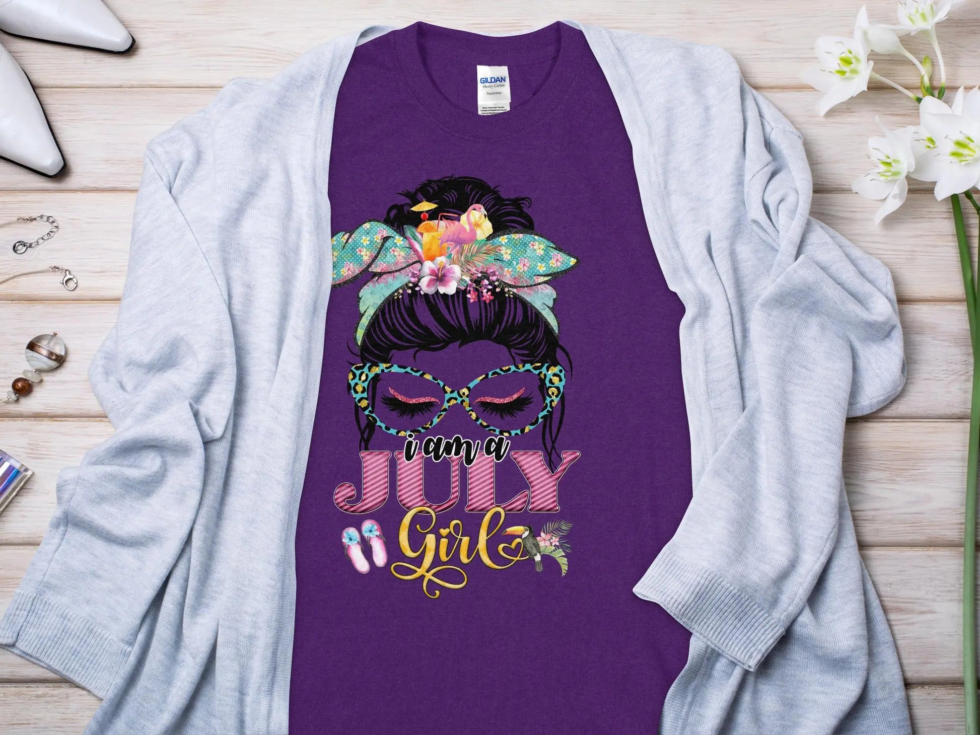 I Am a July Girl Birthday T- Makes a Great Gift Quality T- All Sizes and Colors Quality Gilden Tee - Creations Unlimited