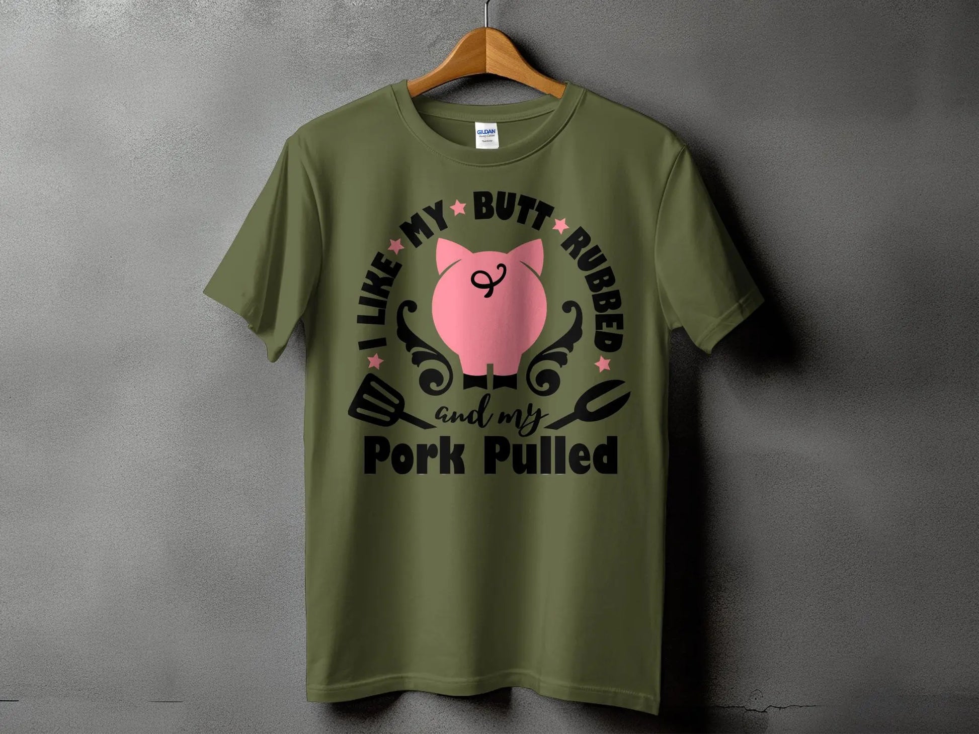 I Like My Butt Rubbed high-quality BBQ outdoor cooking tee-shirt - Creations Unlimited