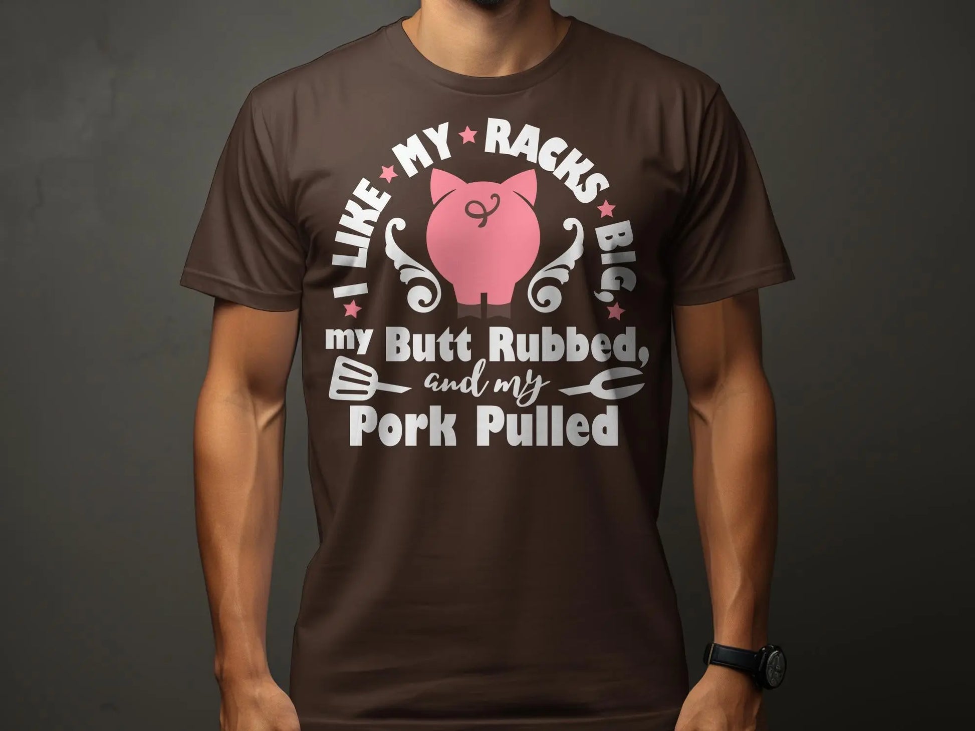 I Like My Racks Big high-quality BBQ outdoor cooking tee-shirt - Creations Unlimited