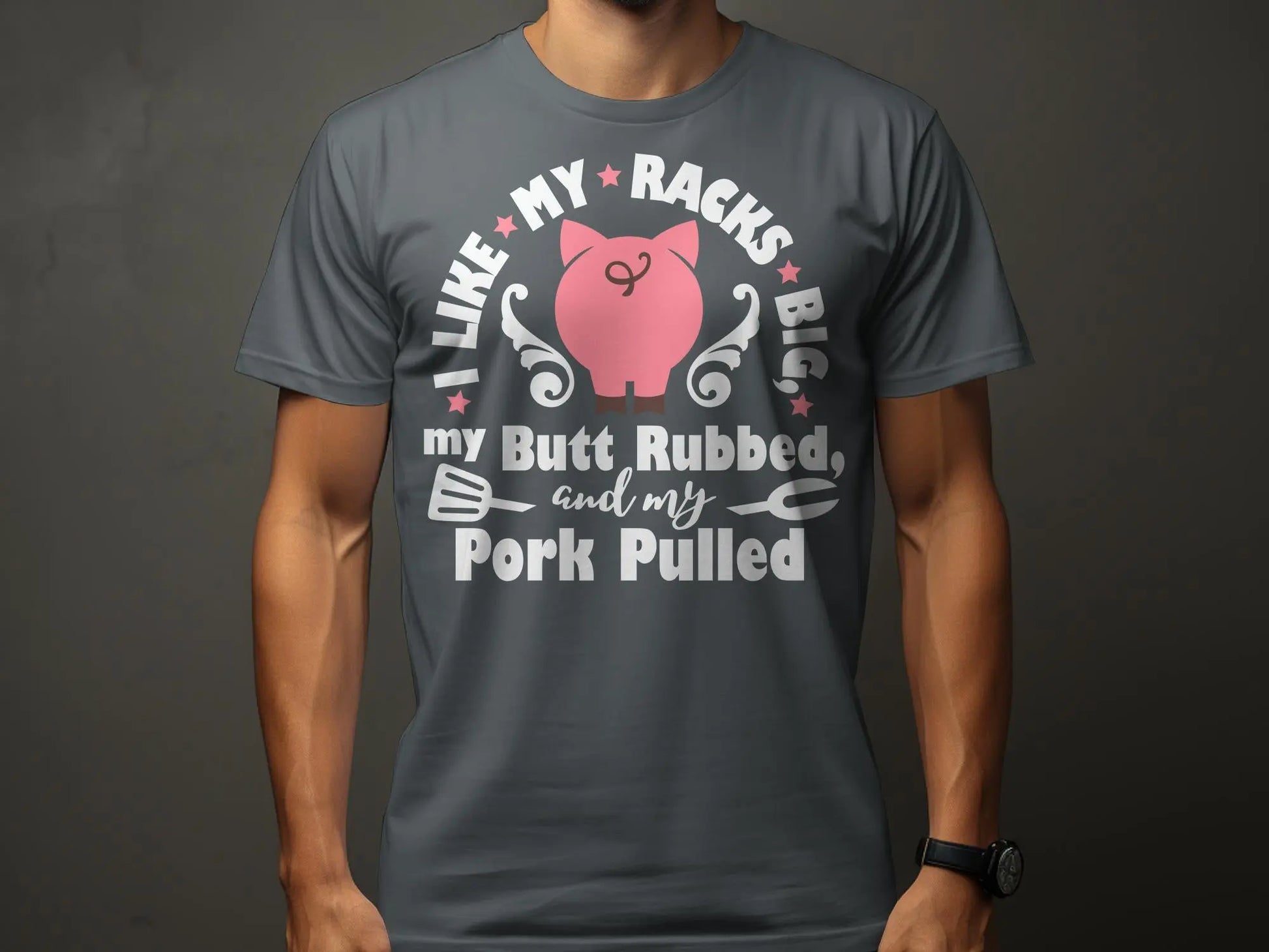 I Like My Racks Big high-quality BBQ outdoor cooking tee-shirt - Creations Unlimited