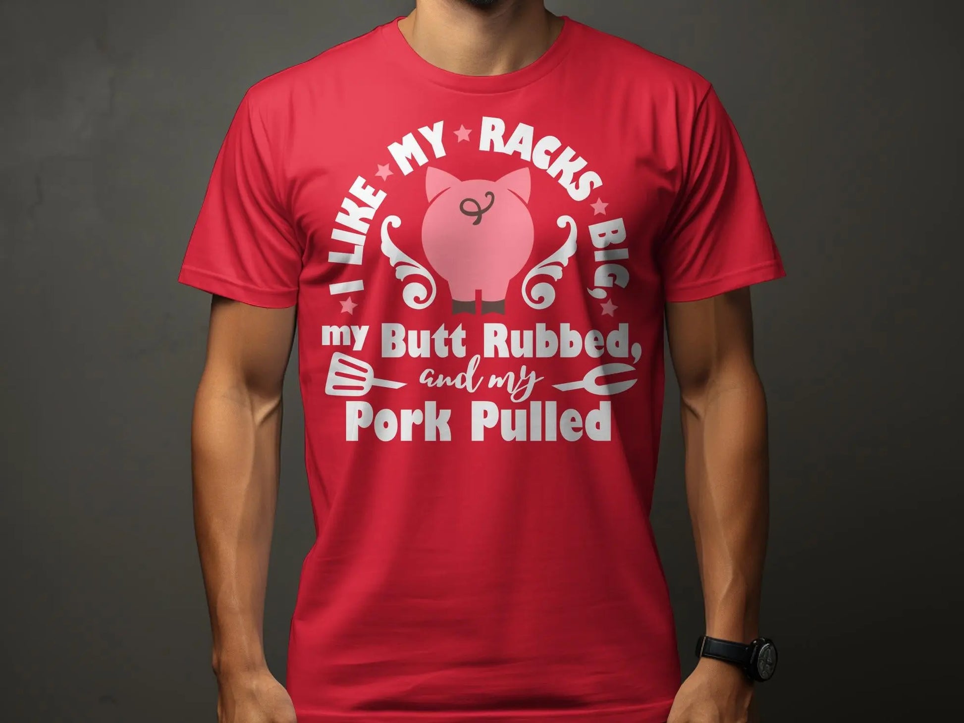 I Like My Racks Big high-quality BBQ outdoor cooking tee-shirt - Creations Unlimited
