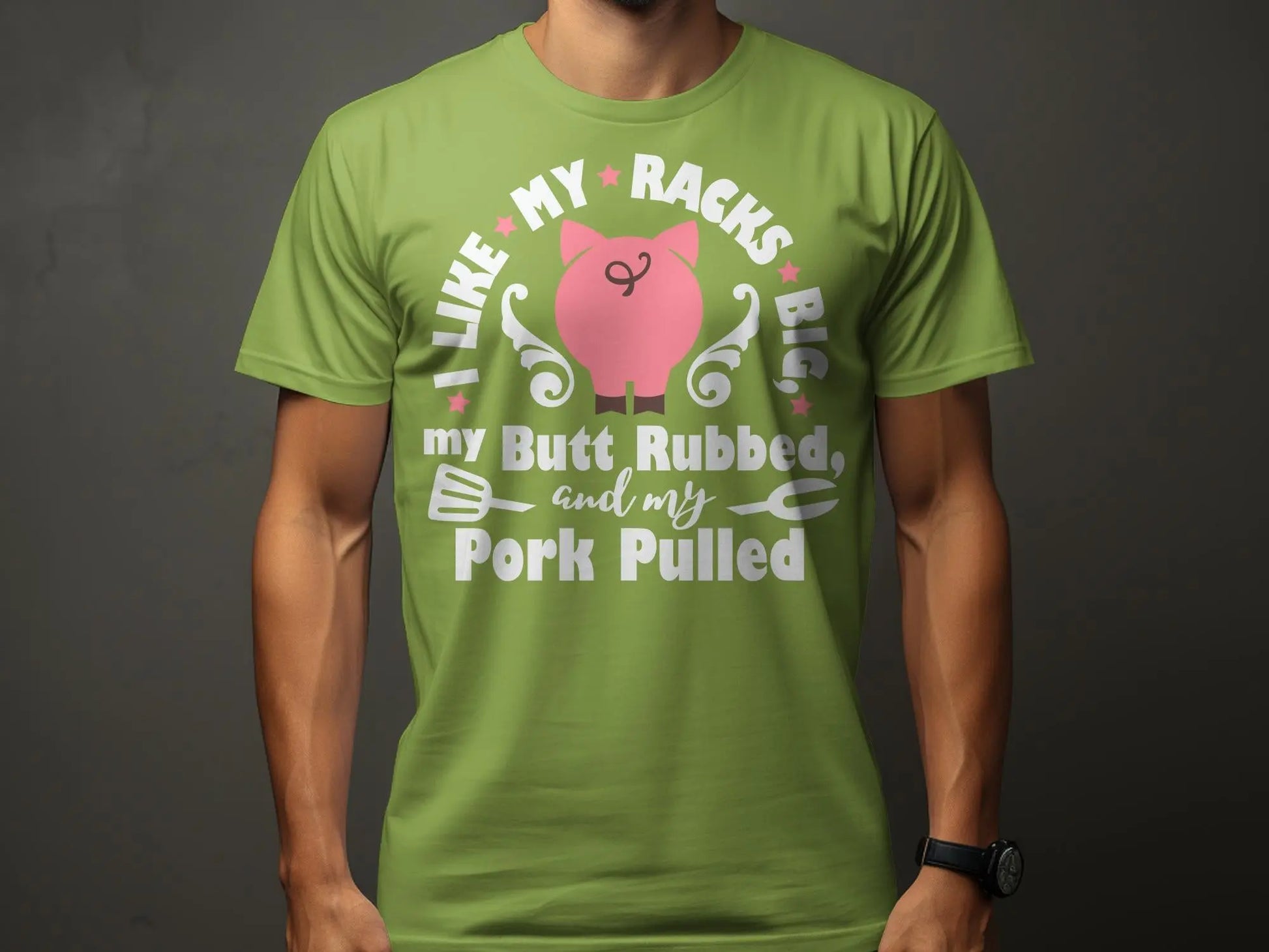 I Like My Racks Big high-quality BBQ outdoor cooking tee-shirt - Creations Unlimited