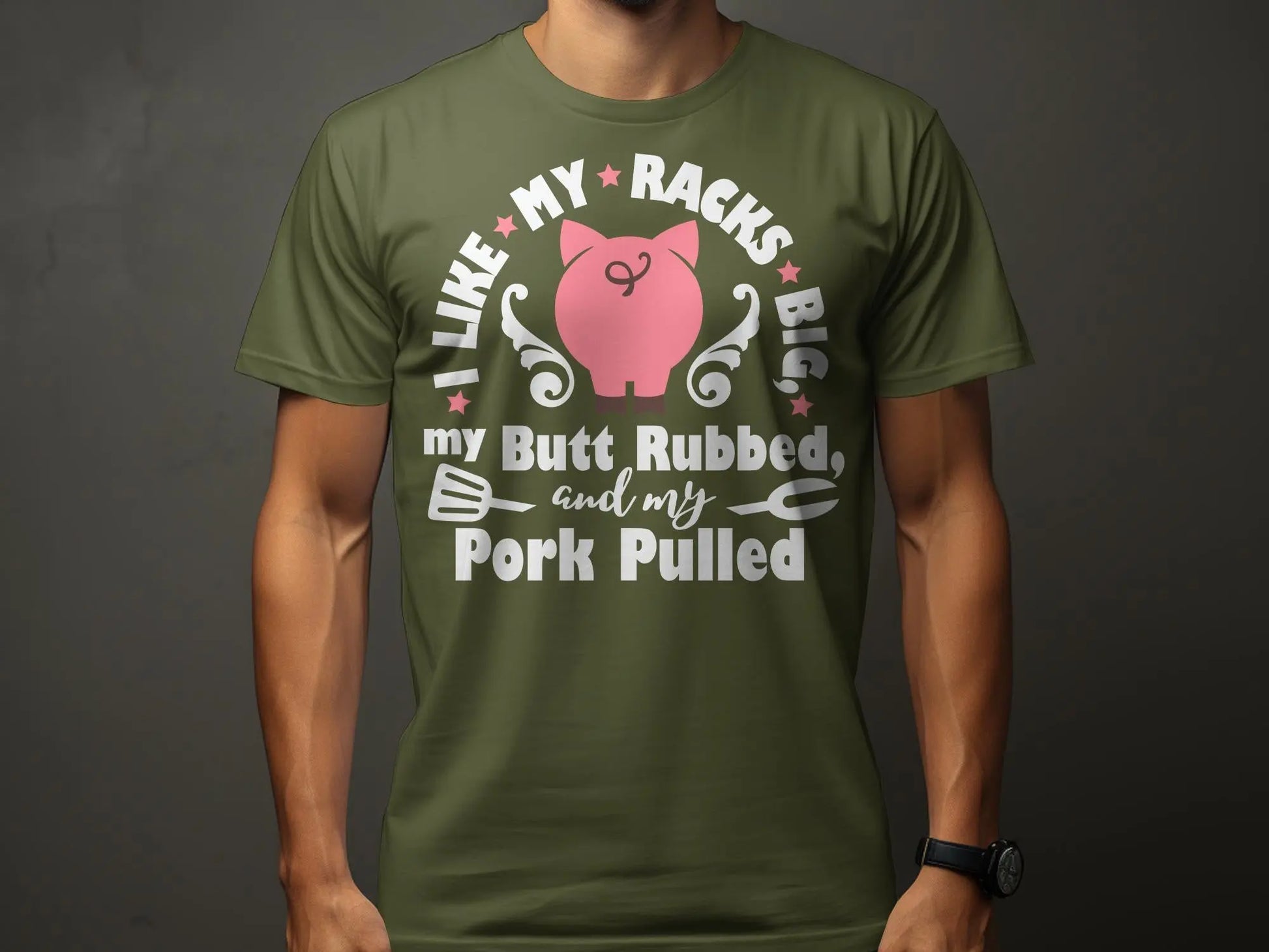 I Like My Racks Big high-quality BBQ outdoor cooking tee-shirt - Creations Unlimited