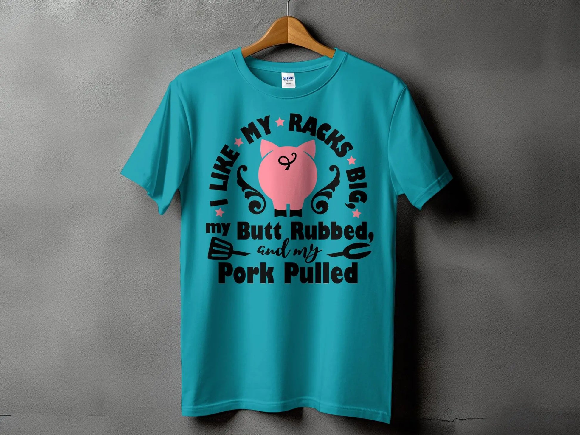 I Like My Racks Big high-quality BBQ outdoor cooking tee-shirt - Creations Unlimited