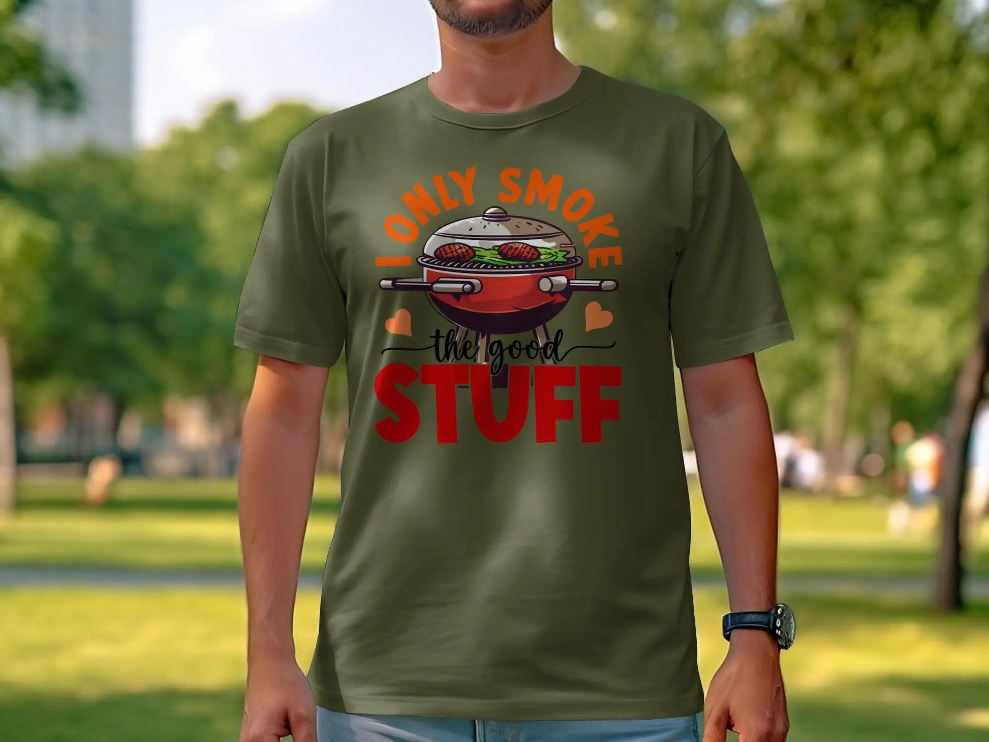I Only Smoke the Good Stuff Quality Tee Shirt BBQ Wear - Creations Unlimited