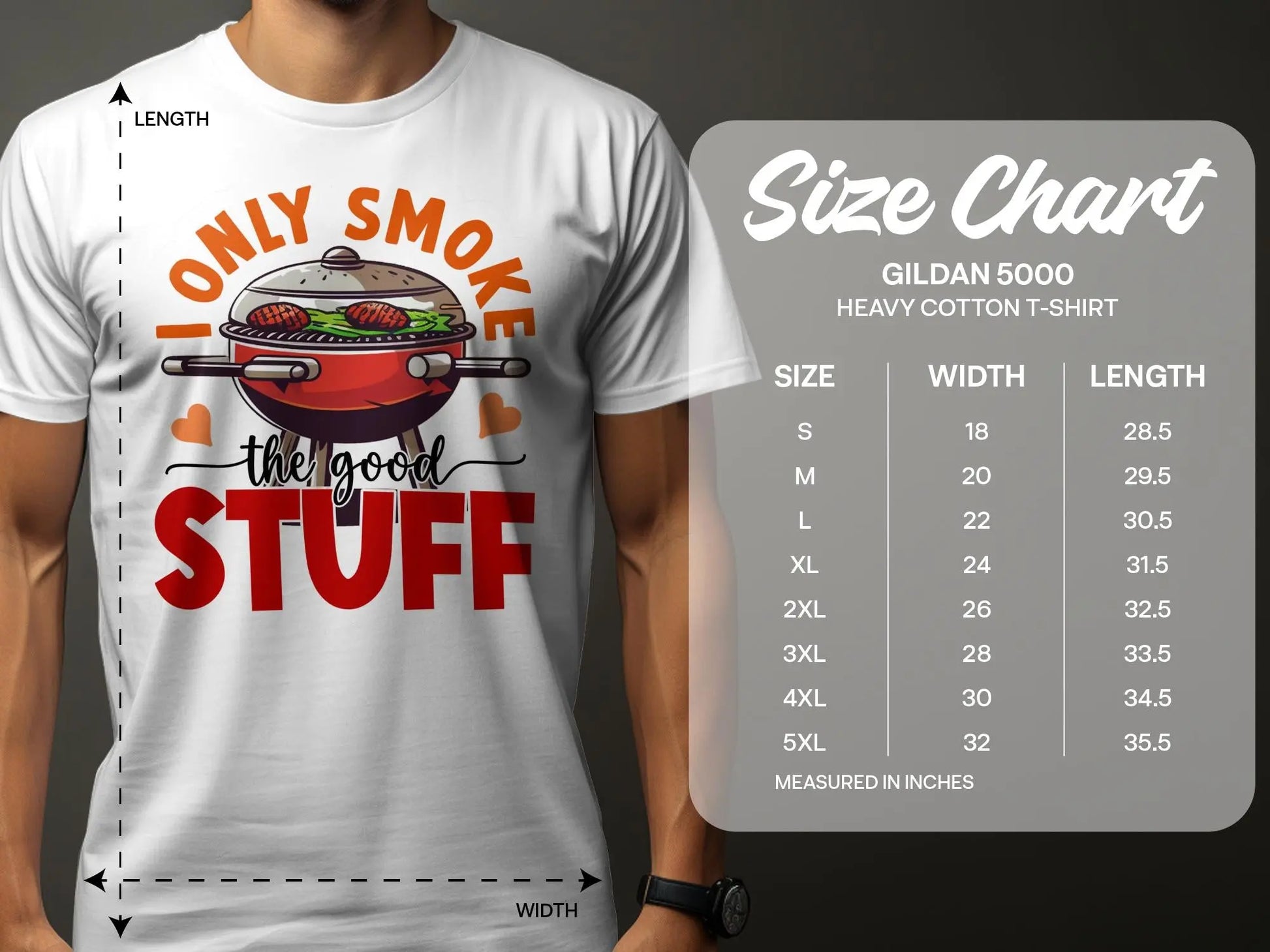 I Only Smoke the Good Stuff Quality Tee Shirt BBQ Wear - Creations Unlimited