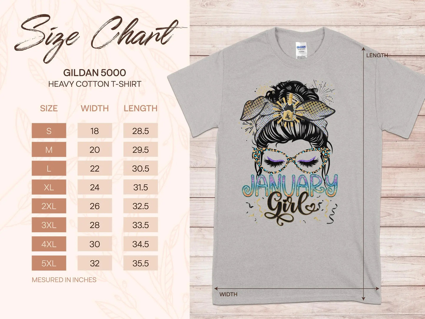 January Girl Birthday T- Makes a Great Gift Quality T- All Sizes and Colors Quality Gilden Tee - Creations Unlimited