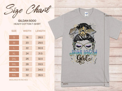 January Girl Birthday T- Makes a Great Gift Quality T- All Sizes and Colors Quality Gilden Tee - Creations Unlimited