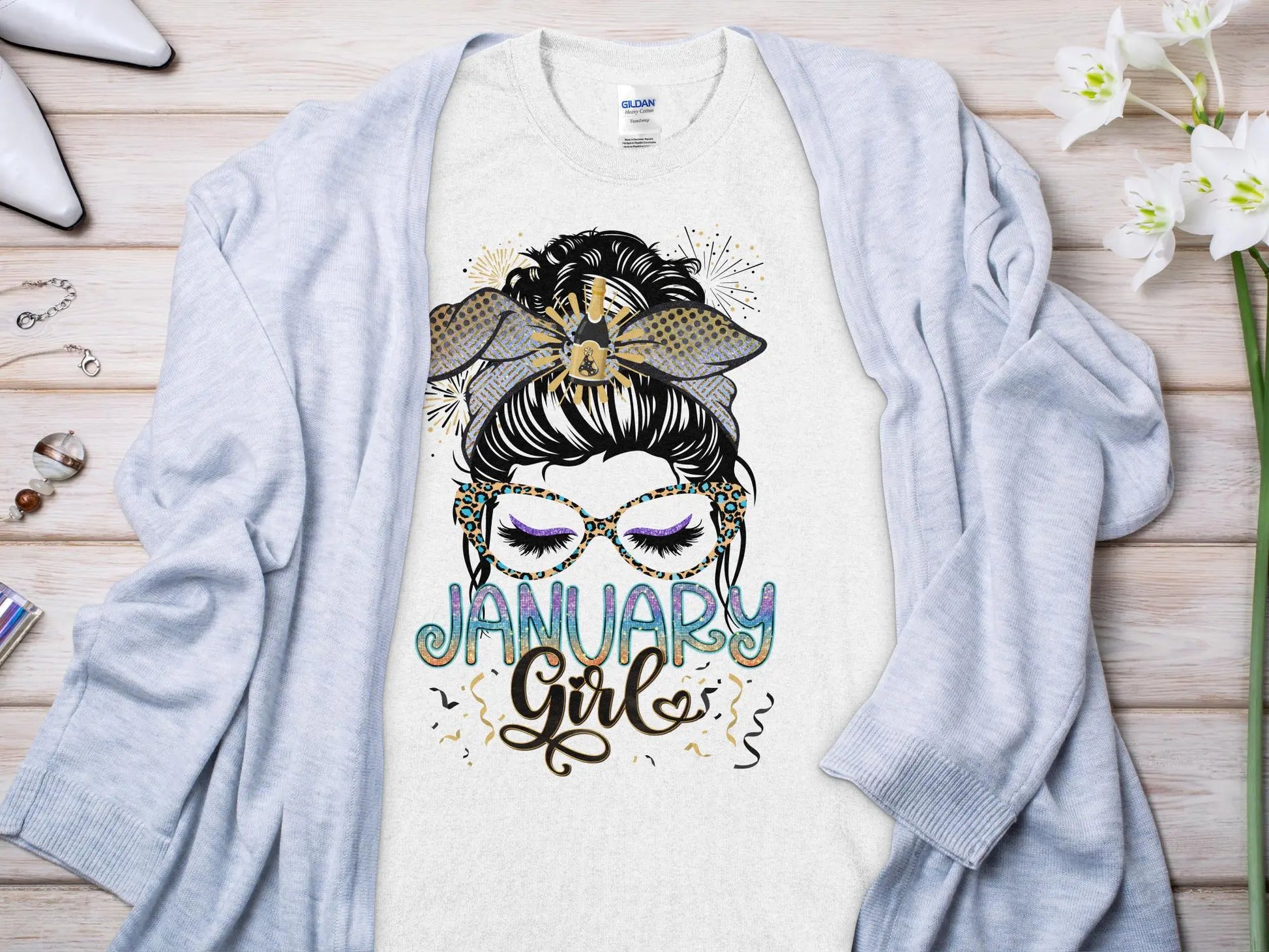 January Girl Birthday T- Makes a Great Gift Quality T- All Sizes and Colors Quality Gilden Tee - Creations Unlimited