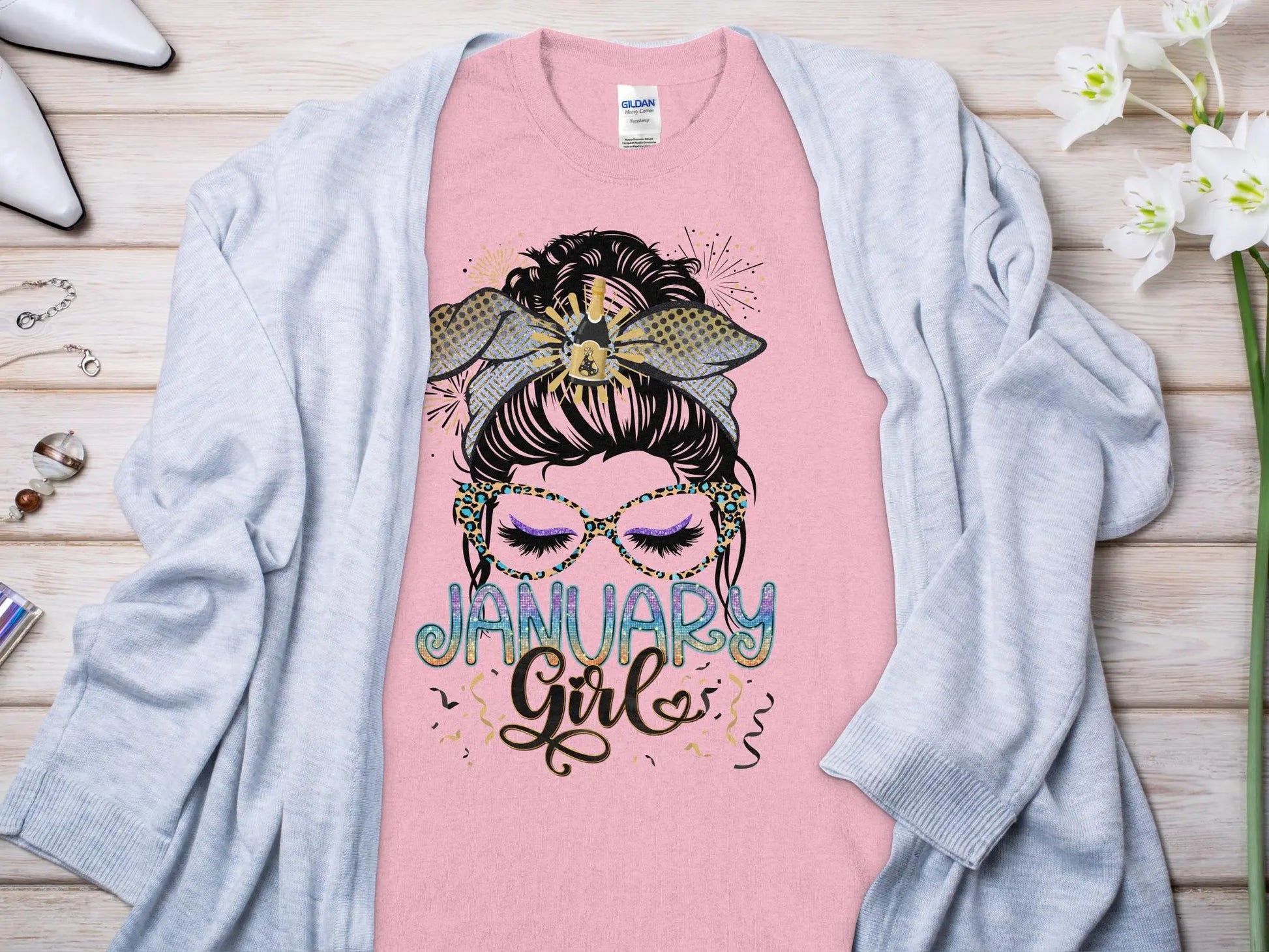 January Girl Birthday T- Makes a Great Gift Quality T- All Sizes and Colors Quality Gilden Tee - Creations Unlimited