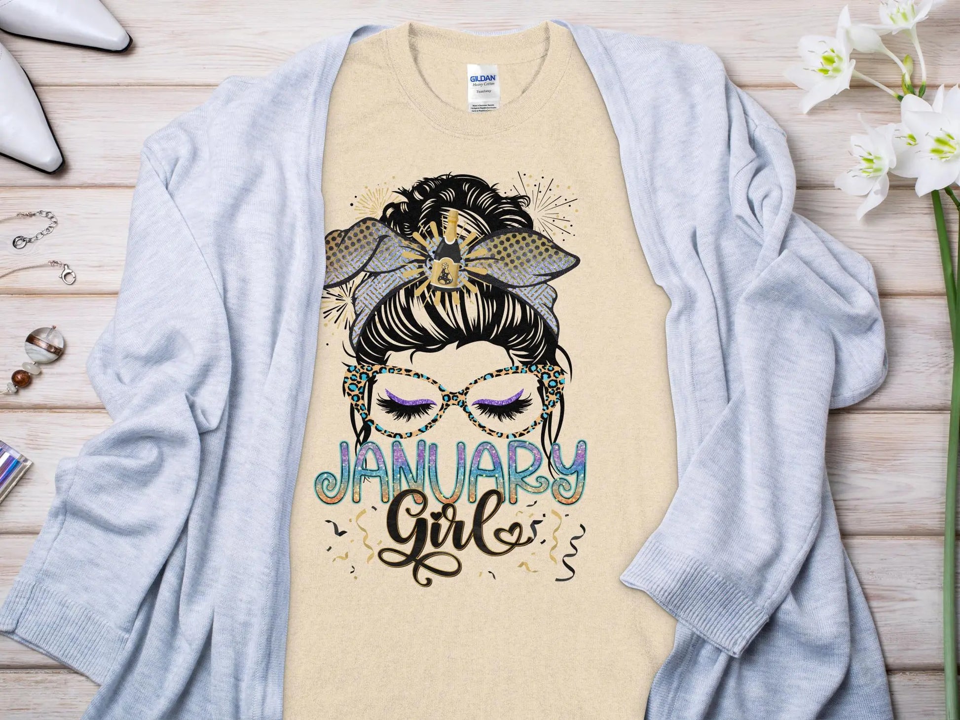 January Girl Birthday T- Makes a Great Gift Quality T- All Sizes and Colors Quality Gilden Tee - Creations Unlimited