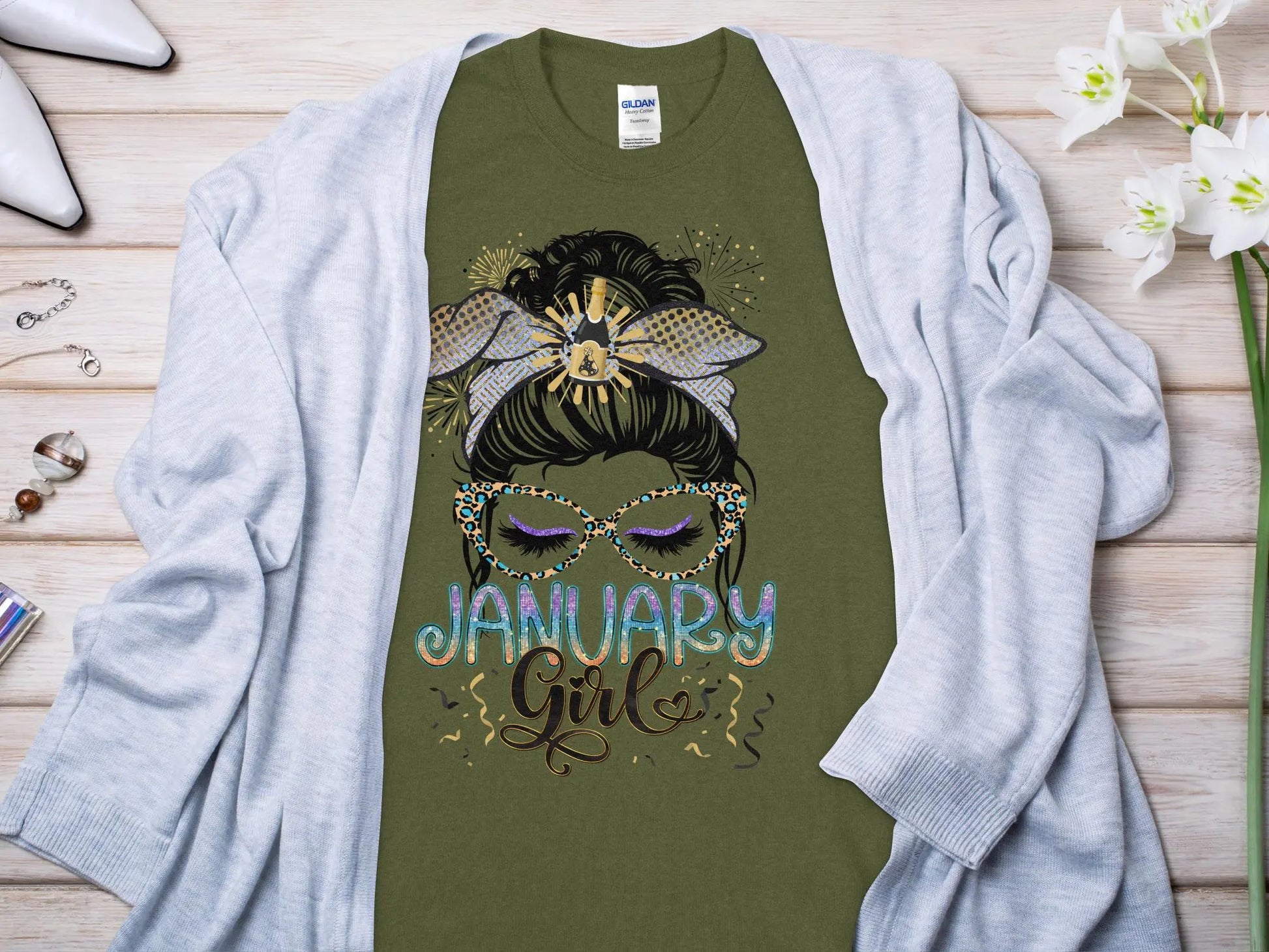 January Girl Birthday T- Makes a Great Gift Quality T- All Sizes and Colors Quality Gilden Tee - Creations Unlimited