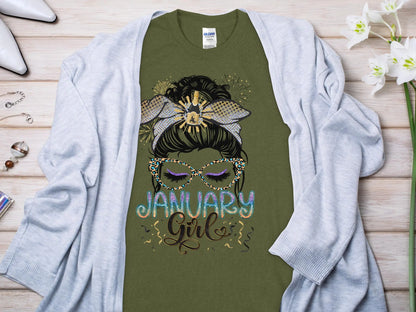 January Girl Birthday T- Makes a Great Gift Quality T- All Sizes and Colors Quality Gilden Tee - Creations Unlimited