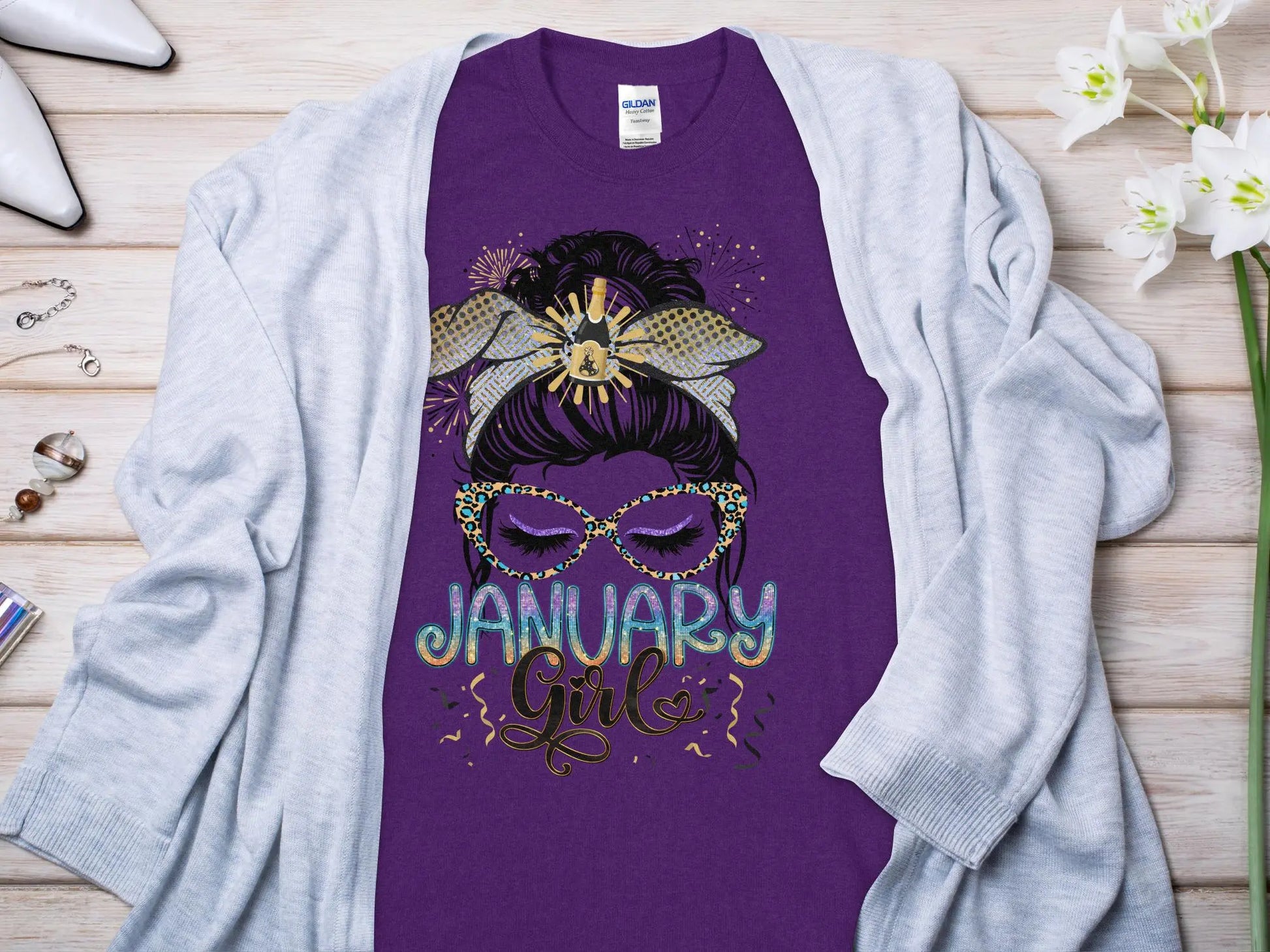 January Girl Birthday T- Makes a Great Gift Quality T- All Sizes and Colors Quality Gilden Tee - Creations Unlimited