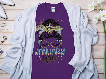 January Girl Birthday T- Makes a Great Gift Quality T- All Sizes and Colors Quality Gilden Tee - Creations Unlimited
