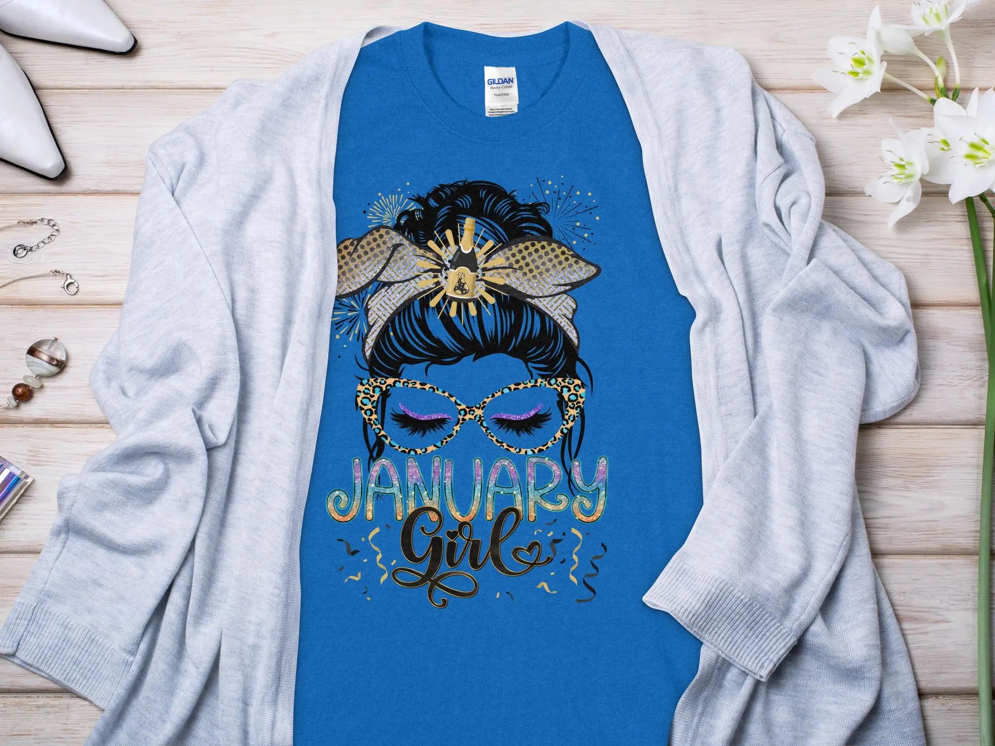 January Girl Birthday T- Makes a Great Gift Quality T- All Sizes and Colors Quality Gilden Tee - Creations Unlimited