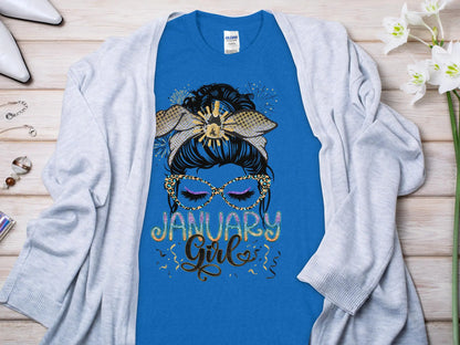 January Girl Birthday T- Makes a Great Gift Quality T- All Sizes and Colors Quality Gilden Tee - Creations Unlimited