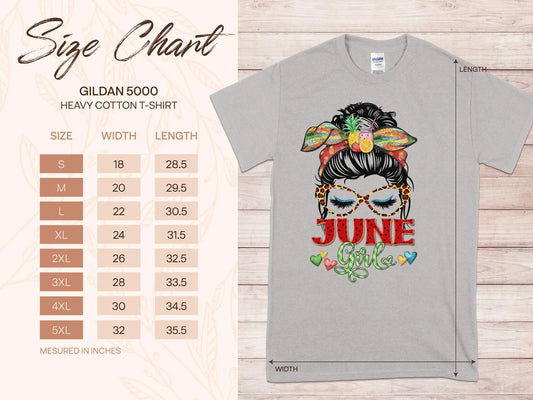 June Girl Birthday T- Makes a Great Gift Quality T- All Sizes and Colors Quality Gilden Tee - Creations Unlimited