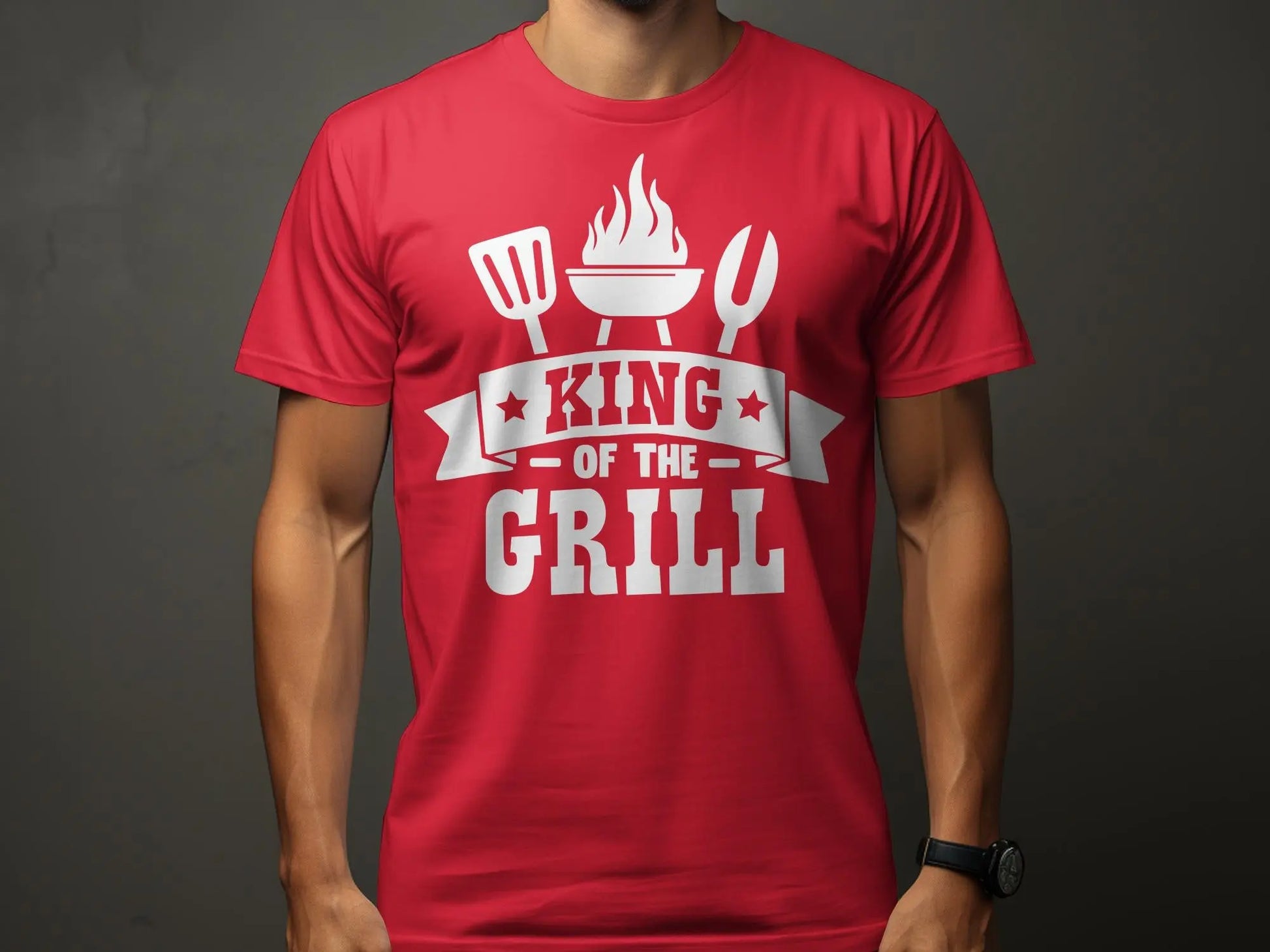 King of the Grill high-quality BBQ outdoor cooking tee-shirt - Creations Unlimited