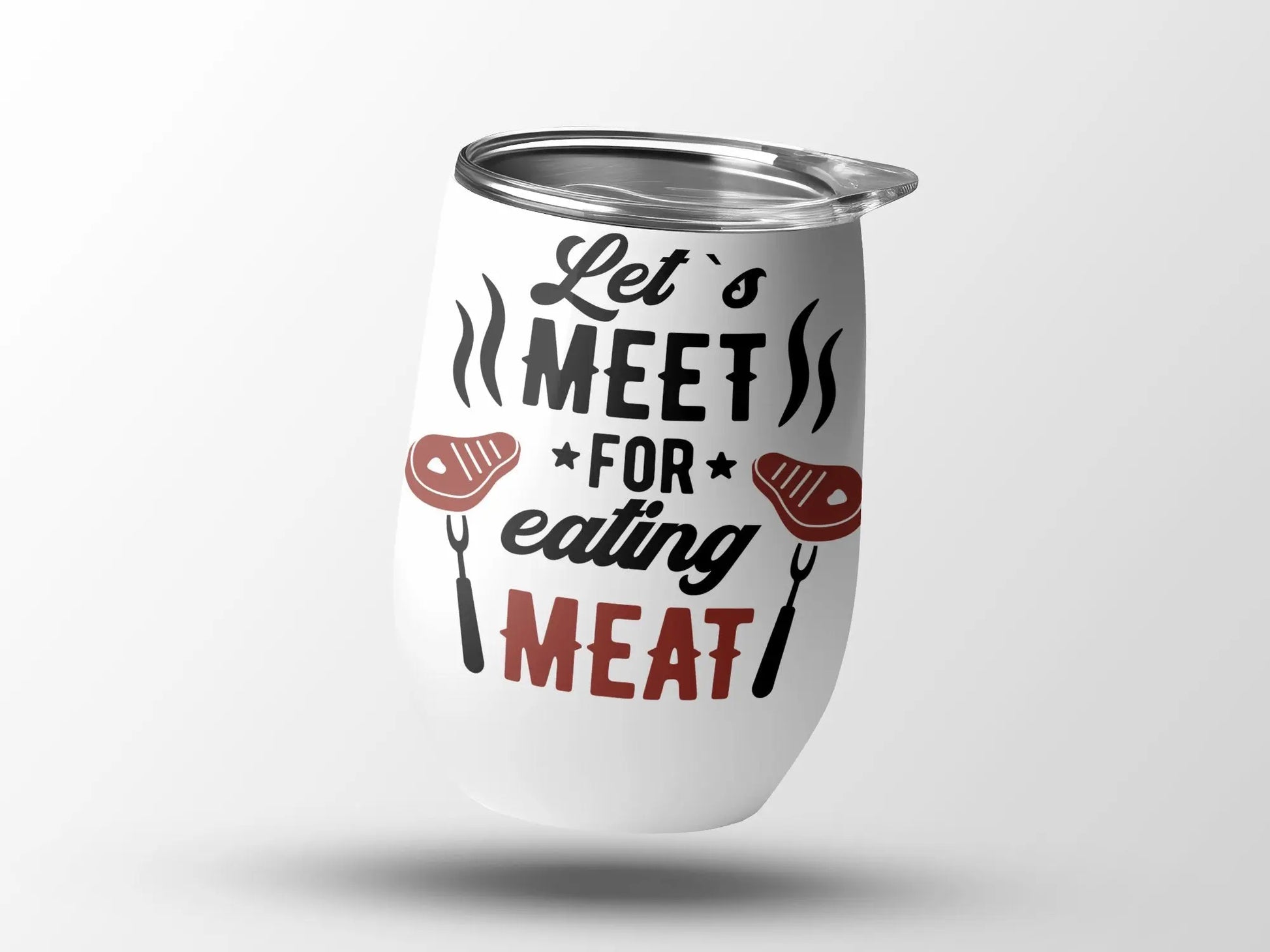 Lets Meet Funny Apparel BBQ Wear Great for Your BBQ Cookouts 12 0z Wine Tumbler - Creations Unlimited